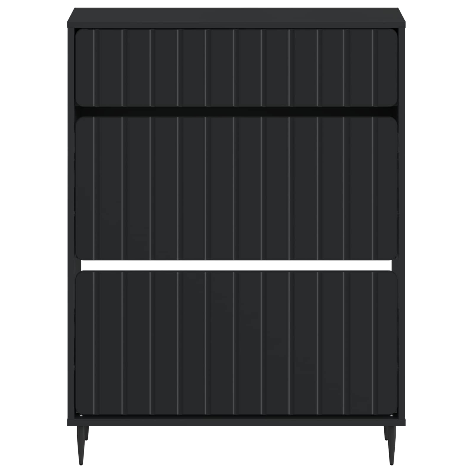 vidaXL Shoe Cabinet ZWOLLE 78 x 24 x 103 cm Engineered Wood Black 4