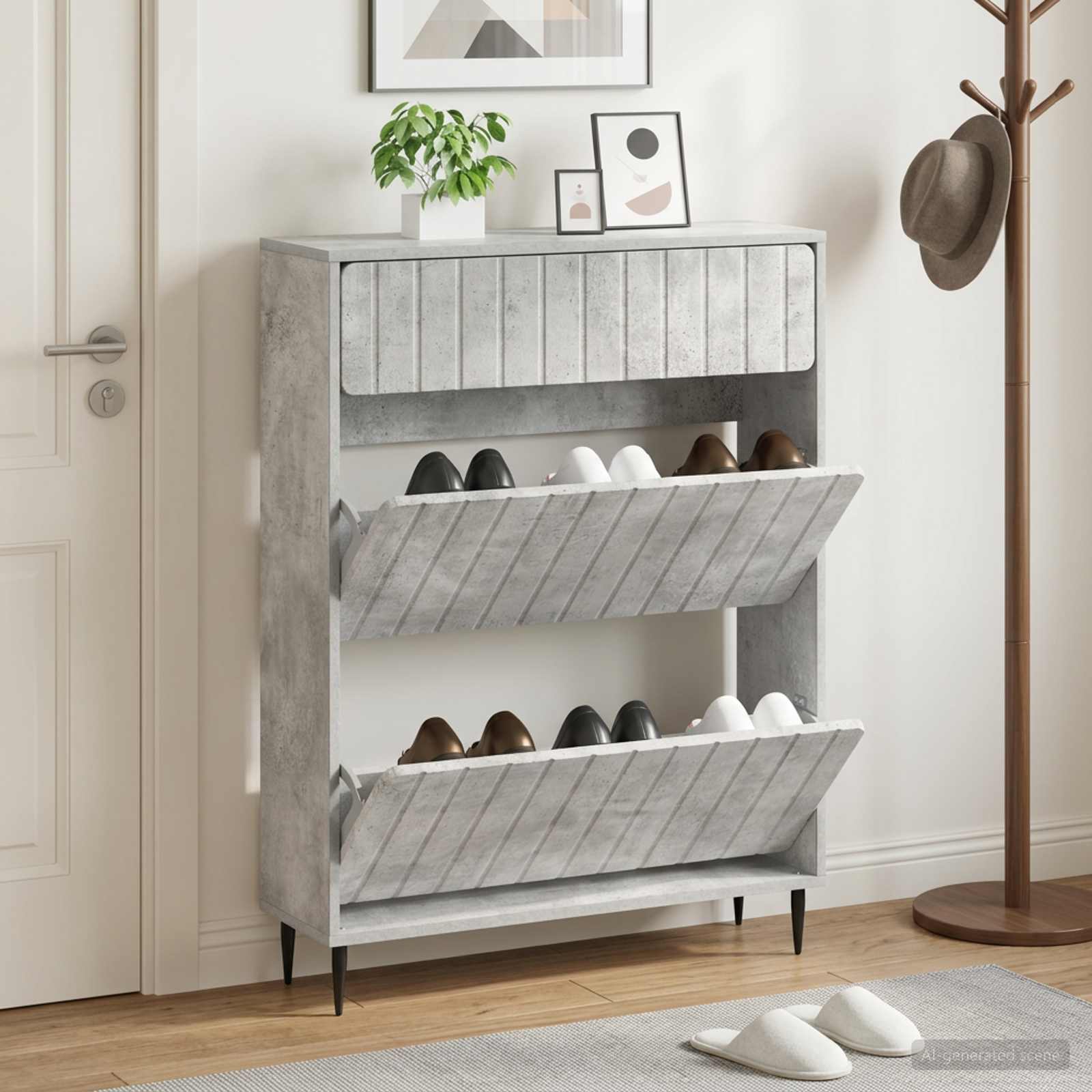 vidaXL Shoe Cabinet ZWOLLE 78 x 24 x 103 cm Engineered Wood 1