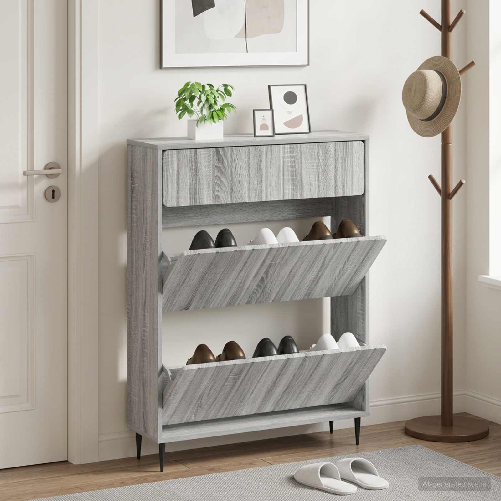 vidaXL Shoe Cabinet ZWOLLE 78 x 24 x 103 cm Engineered Wood 1