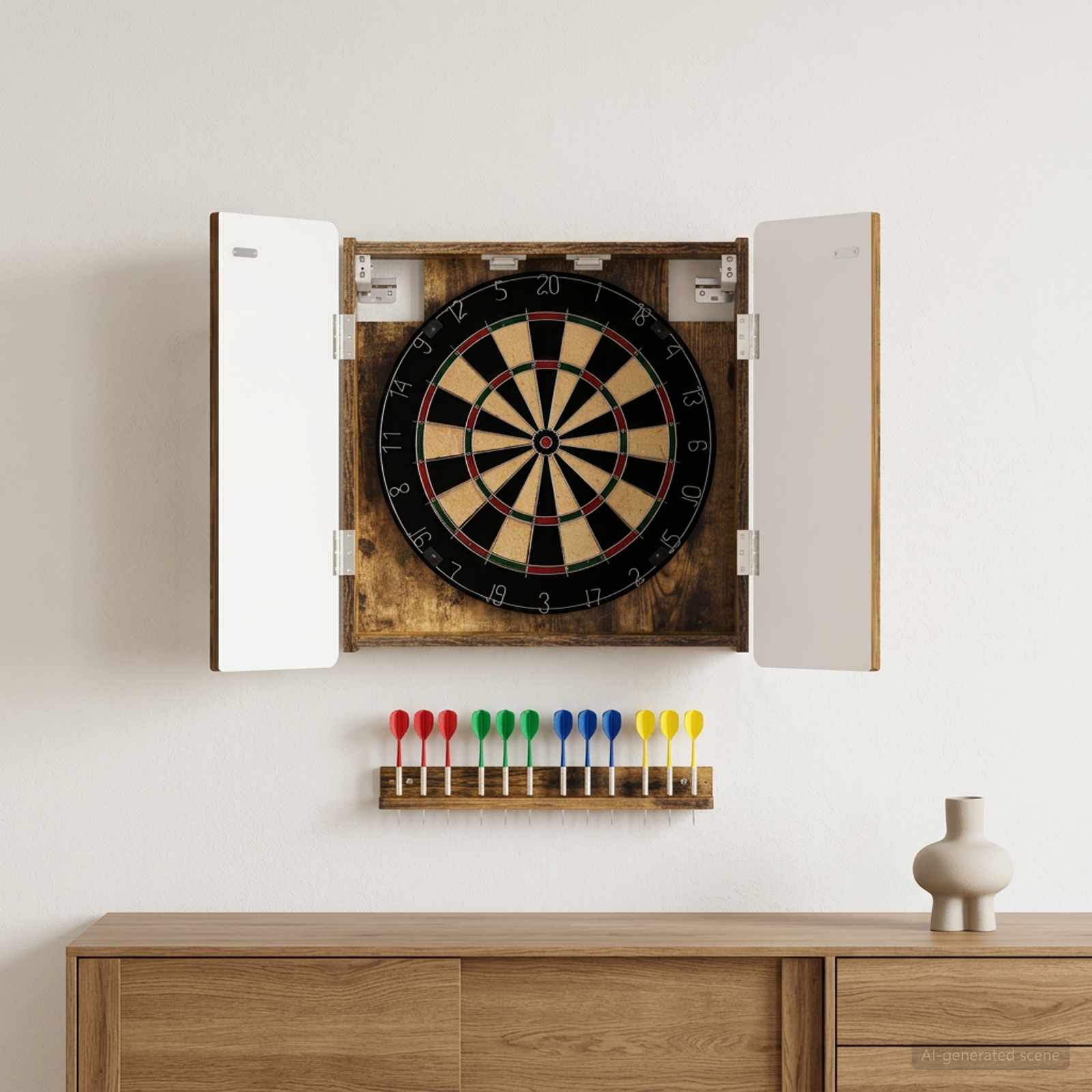 vidaXL Dartboard Cabinet ZWOLLE Smoked Oak 52.5 x 10.5 x 57.5 cm 1