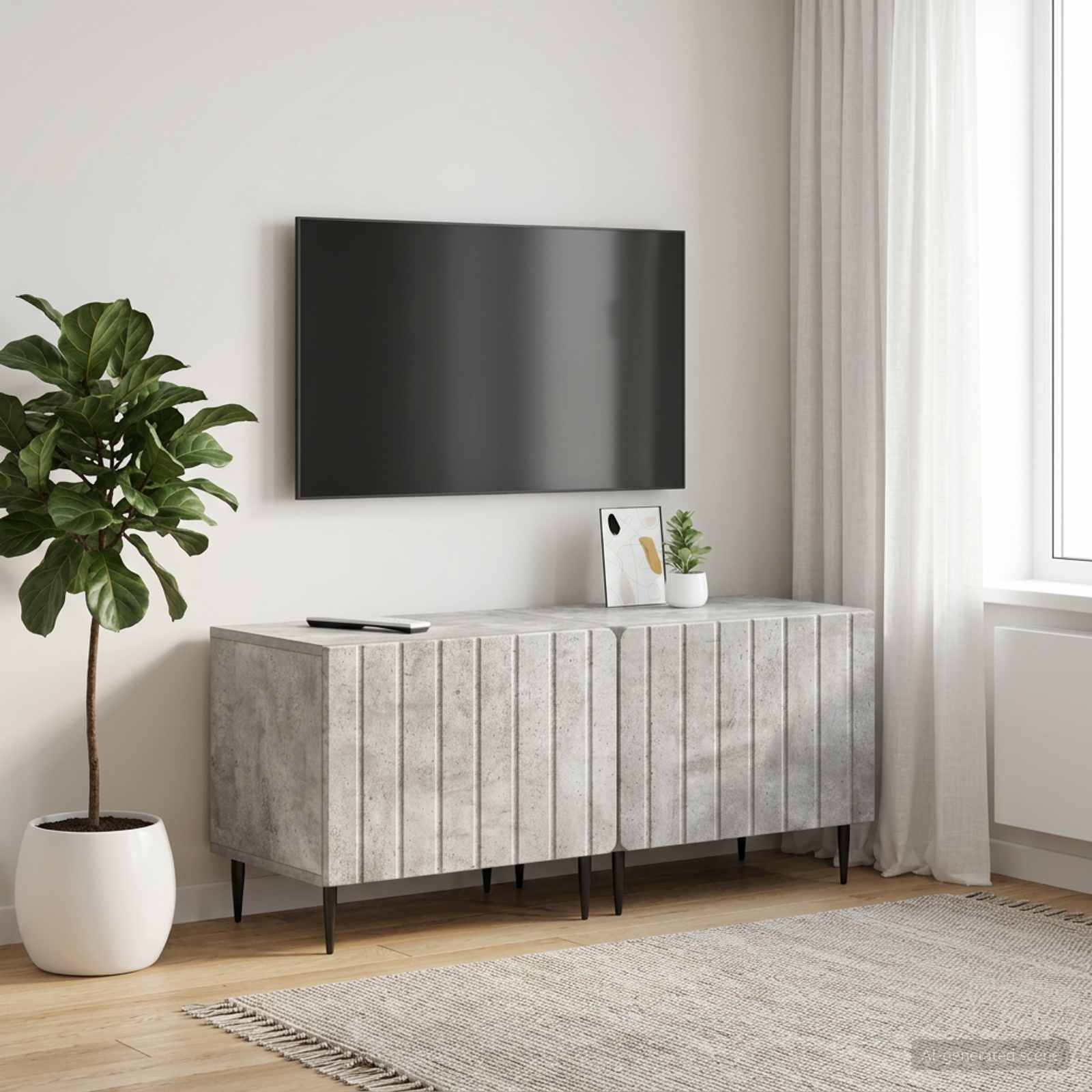 vidaXL TV Cabinet Concrete Grey Engineered Wood 1