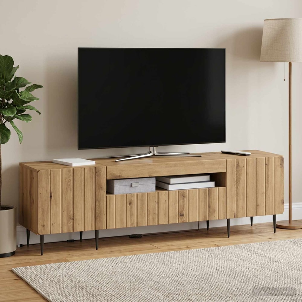 LED TV Cabinet ZWOLLE 153 x 35 x 43 cm Artisan oak