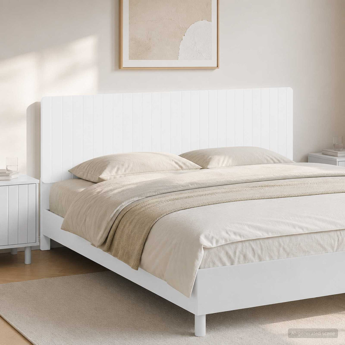 Wall-Mounted Headboard ZWOLLE Engineered Wood Width 200 cm White