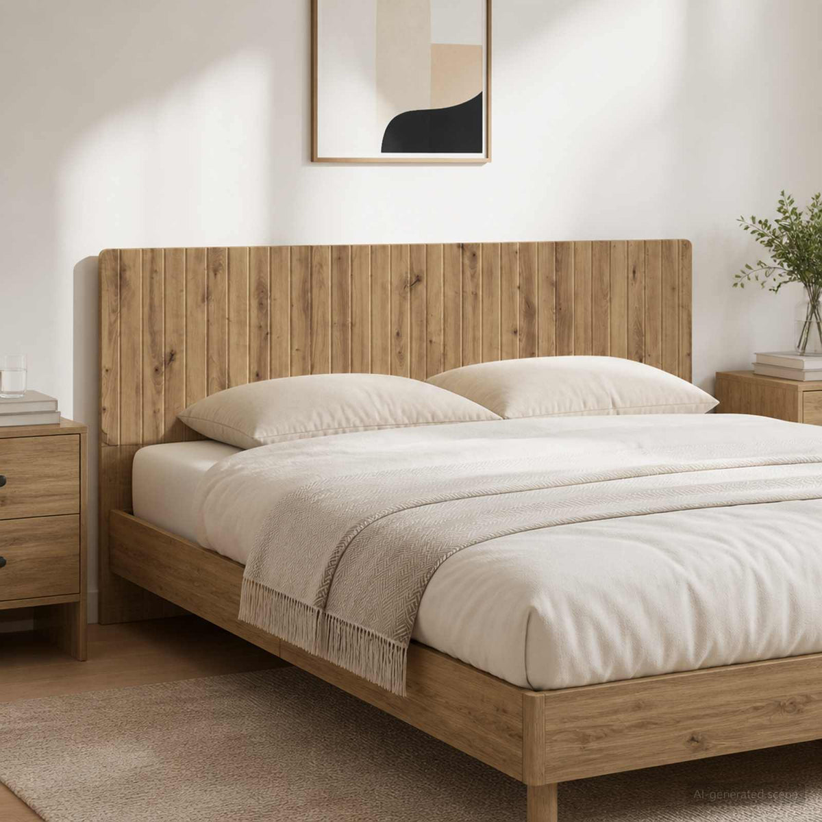 Wall-Mounted Headboard ZWOLLE Engineered Wood Width 200 cm Artisan oak