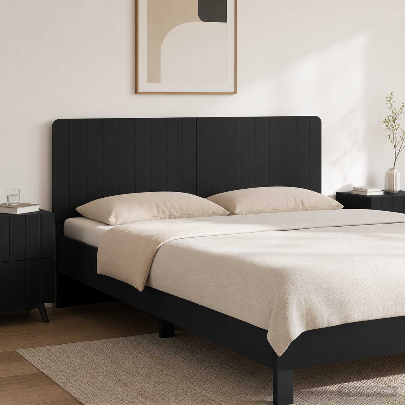 vidaXL Wall-Mounted Headboard ZWOLLE Black Engineered Wood 1