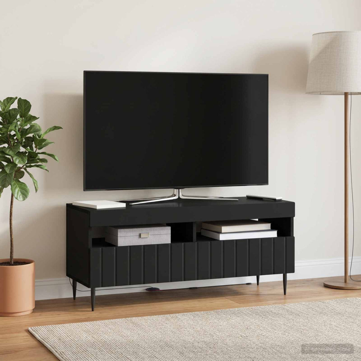 LED TV Cabinet ZWOLLE 100 x 35 x 43 cm Black