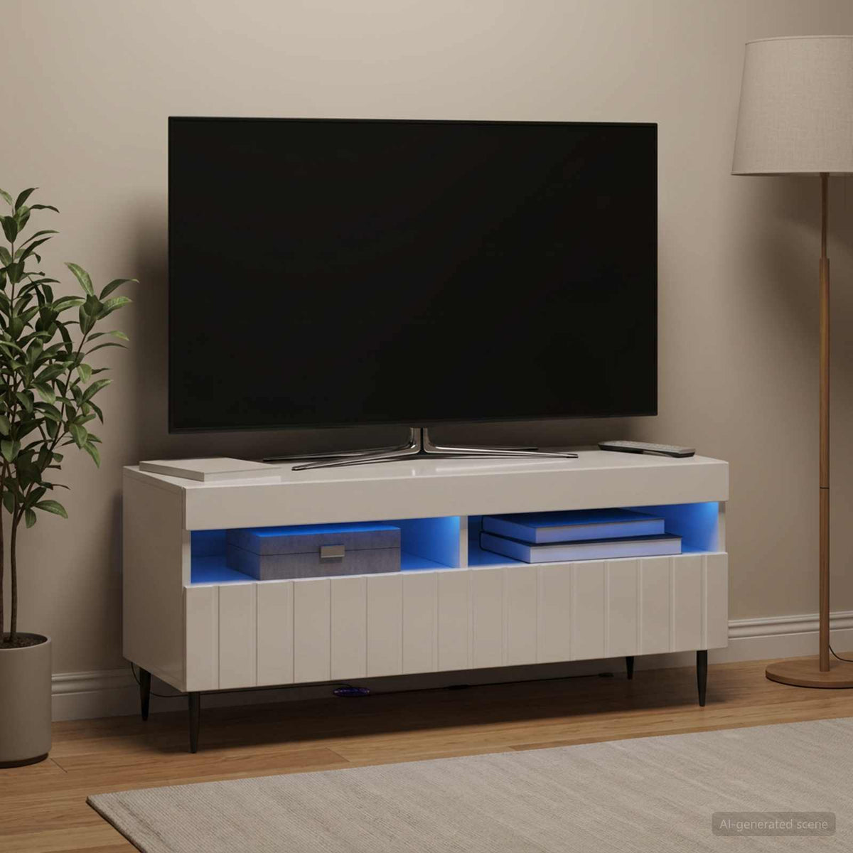 LED TV Cabinet ZWOLLE 100 x 35 x 43 cm High gloss white