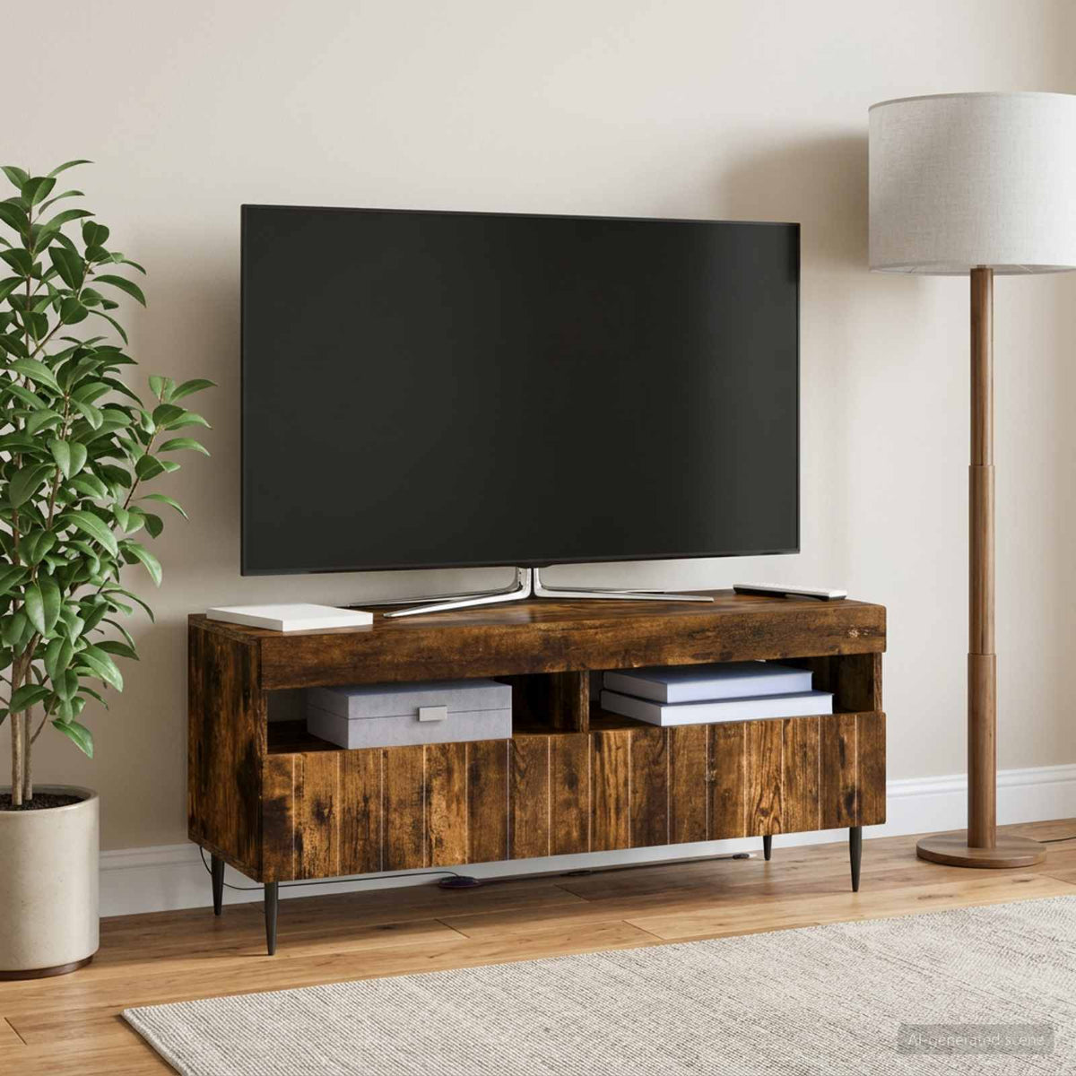 LED TV Cabinet ZWOLLE 100 x 35 x 43 cm Smoked oak