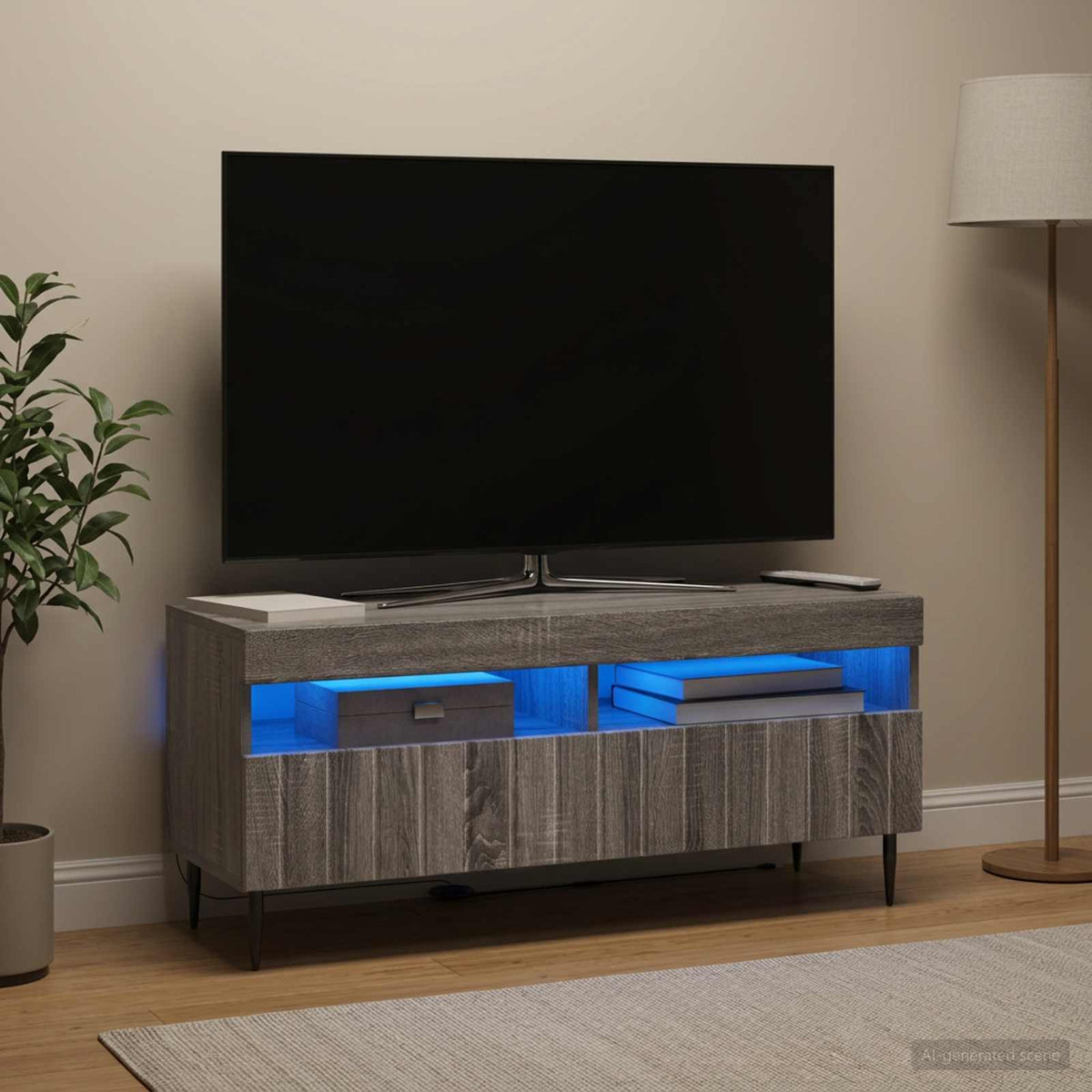 LED TV Cabinet ZWOLLE 100 x 35 x 43 cm Grey sonoma