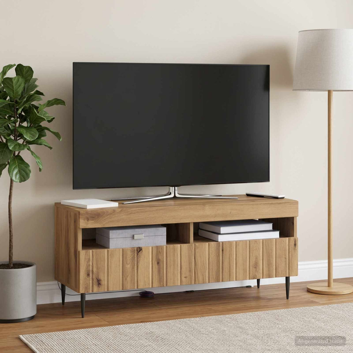 LED TV Cabinet ZWOLLE 100 x 35 x 43 cm Artisan oak