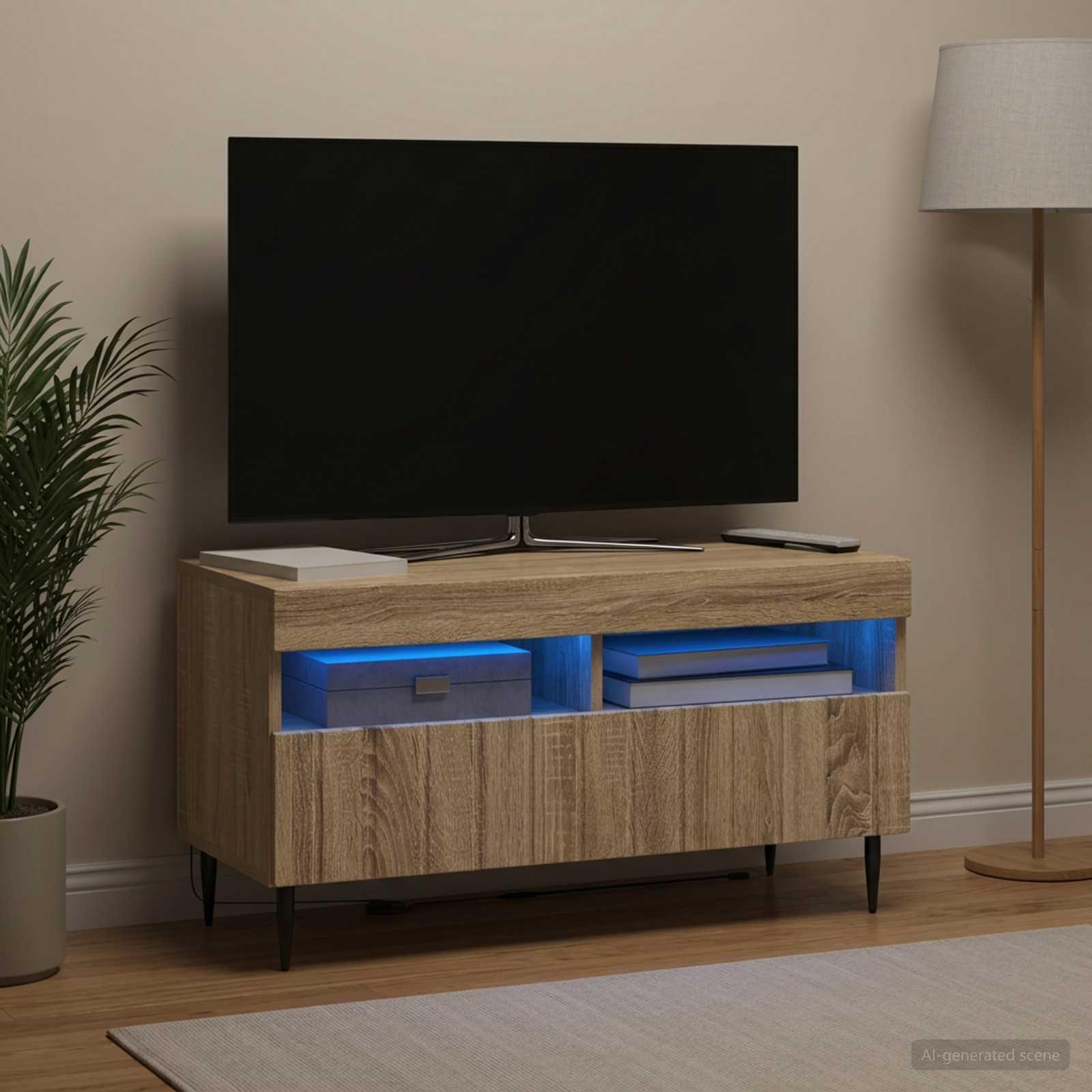 vidaXL LED TV Cabinet ZWOLLE Sonoma Oak Engineered Wood 4