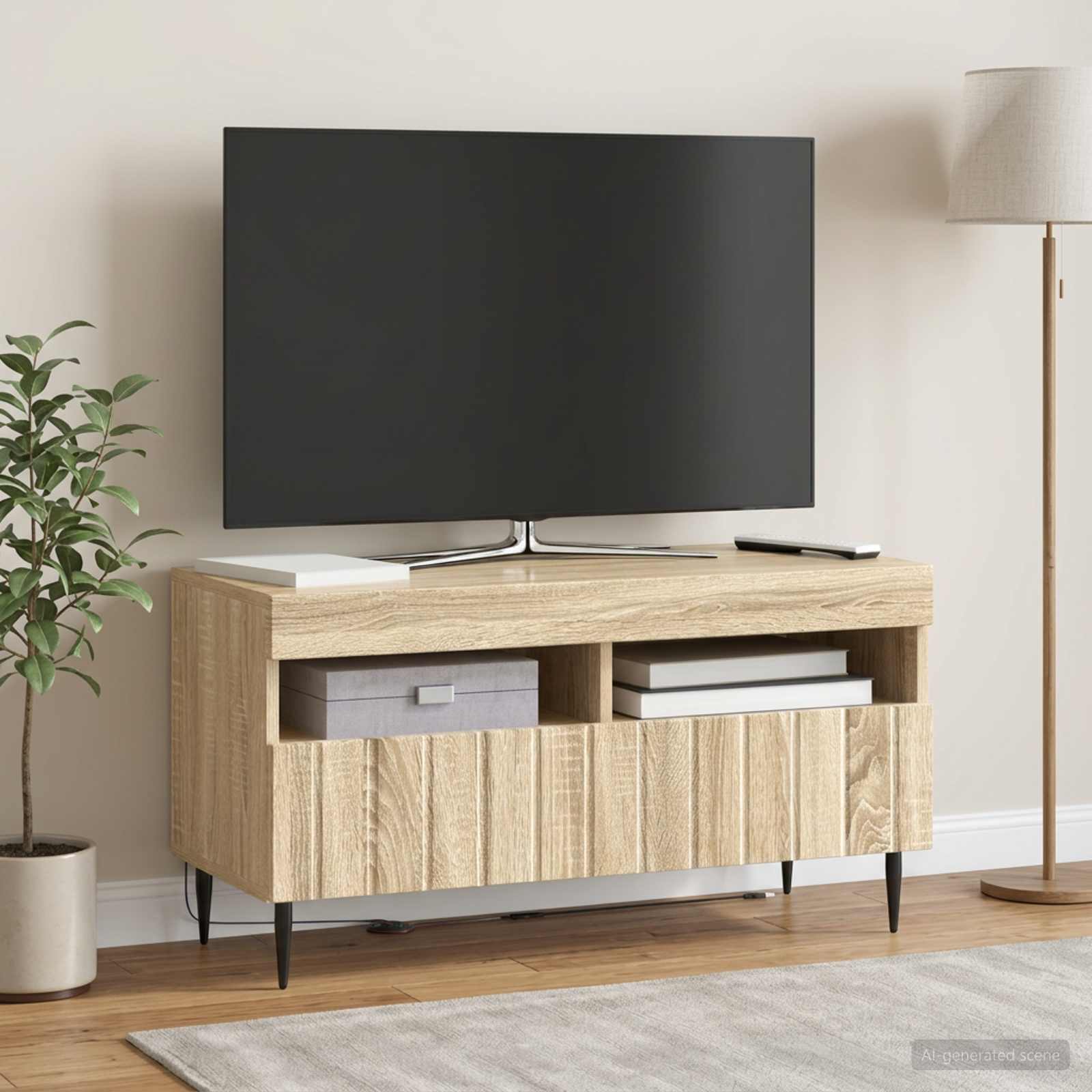 vidaXL LED TV Cabinet ZWOLLE Sonoma Oak Engineered Wood 1