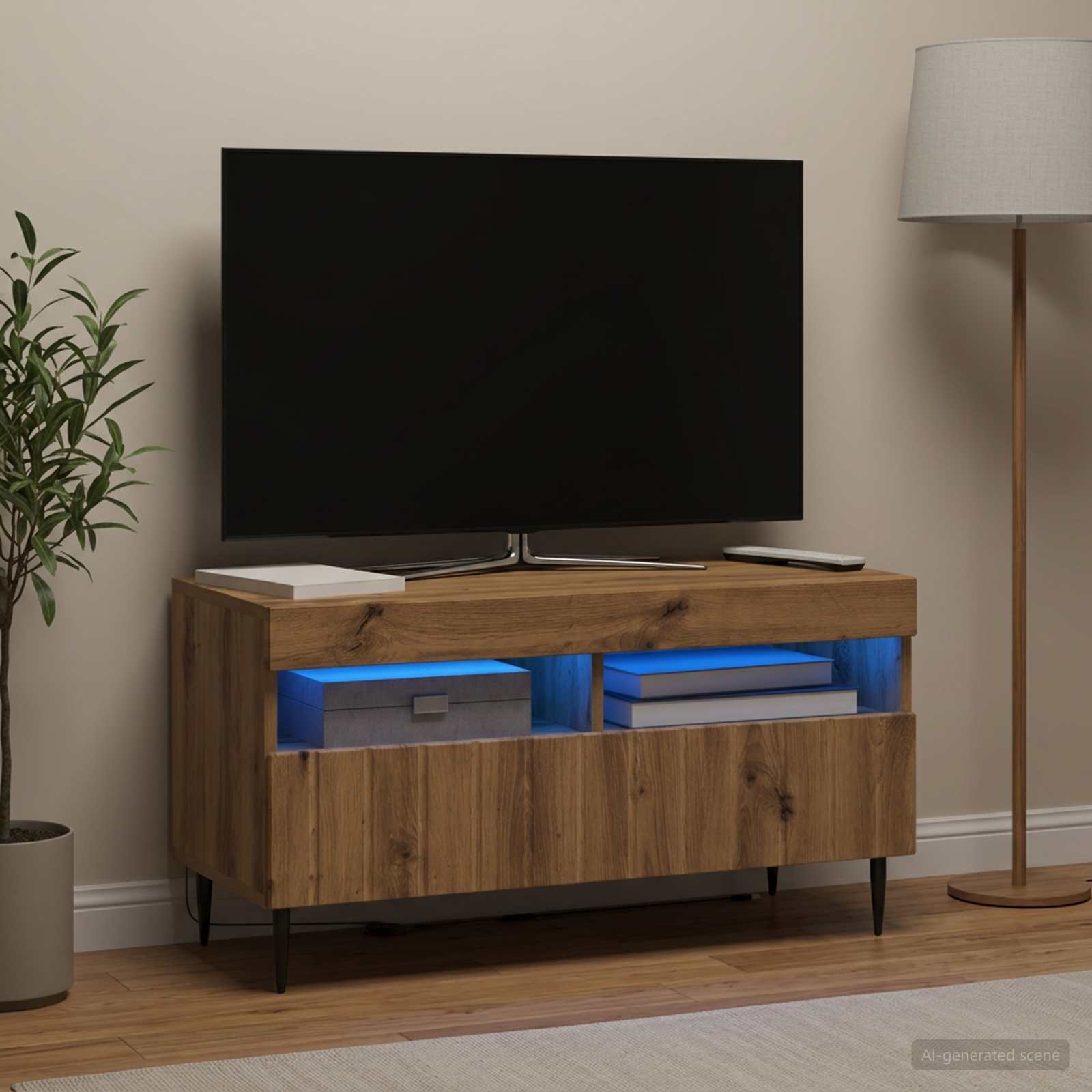 vidaXL LED TV Cabinet Artisan Oak Engineered Wood 4