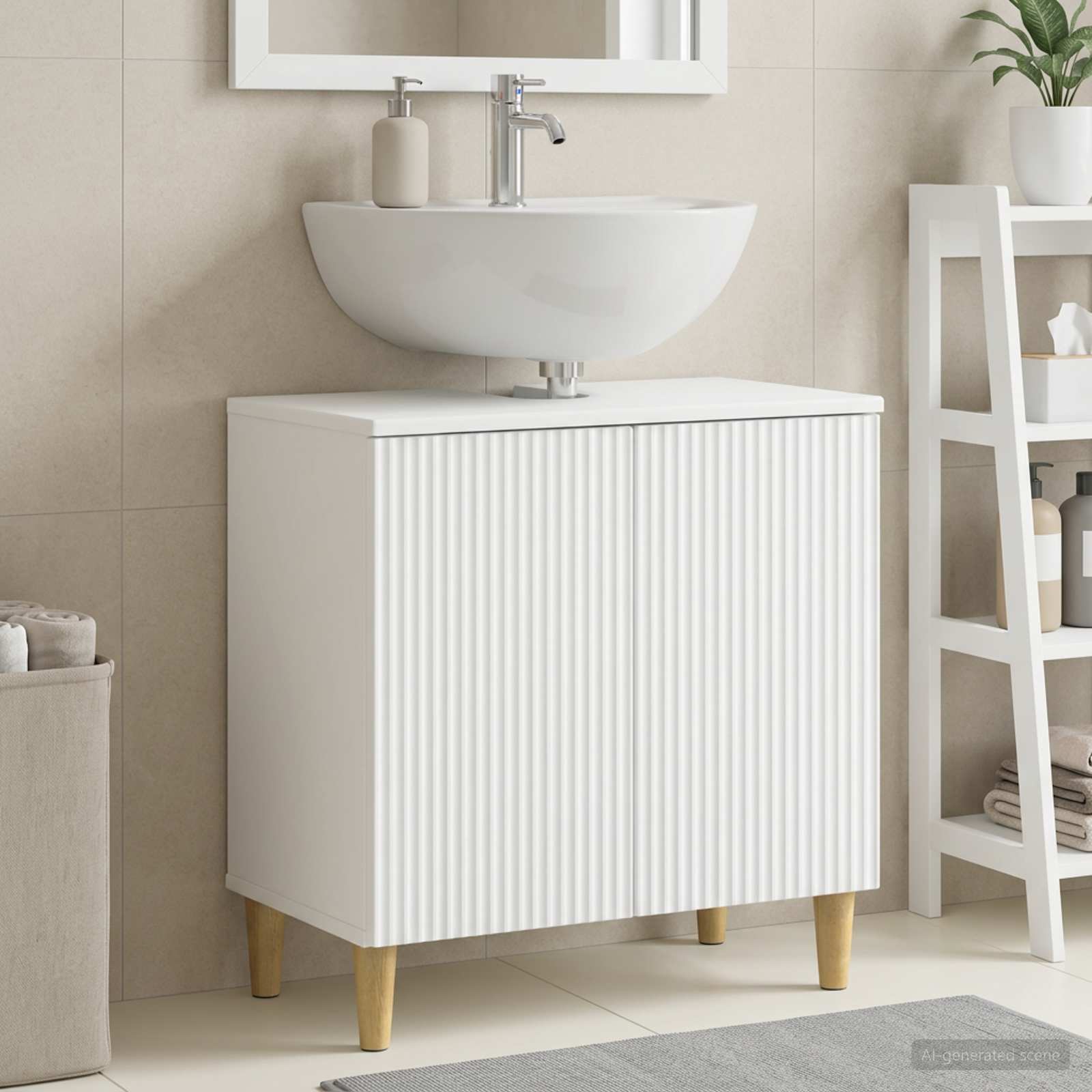 vidaXL Bathroom Sink Cabinet ARNHEM White 59.5 x 31.5x 59 cm 1