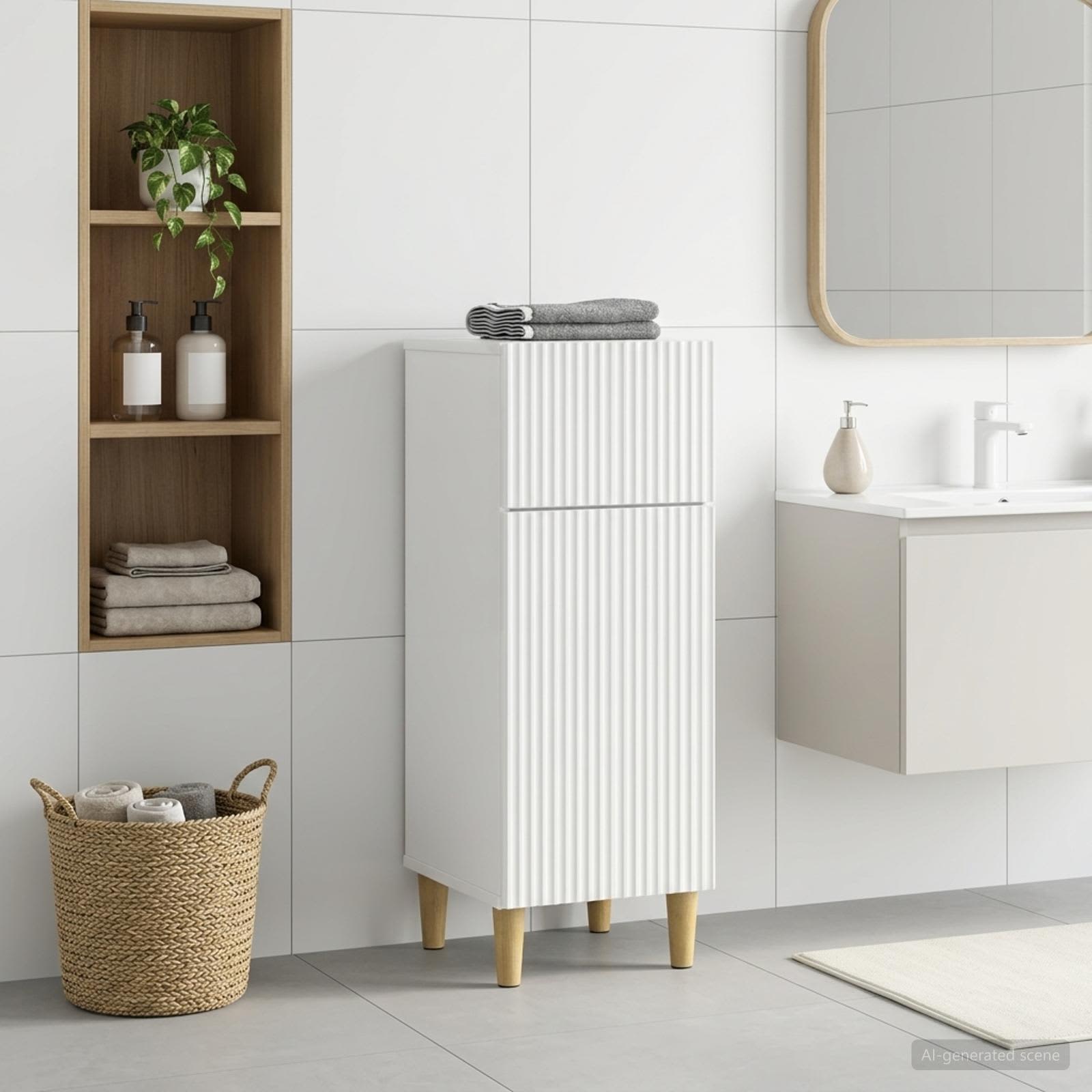vidaXL Bathroom Storage Cainet ARNHEM High Gloss White 30 x 31 x 80 cm 1