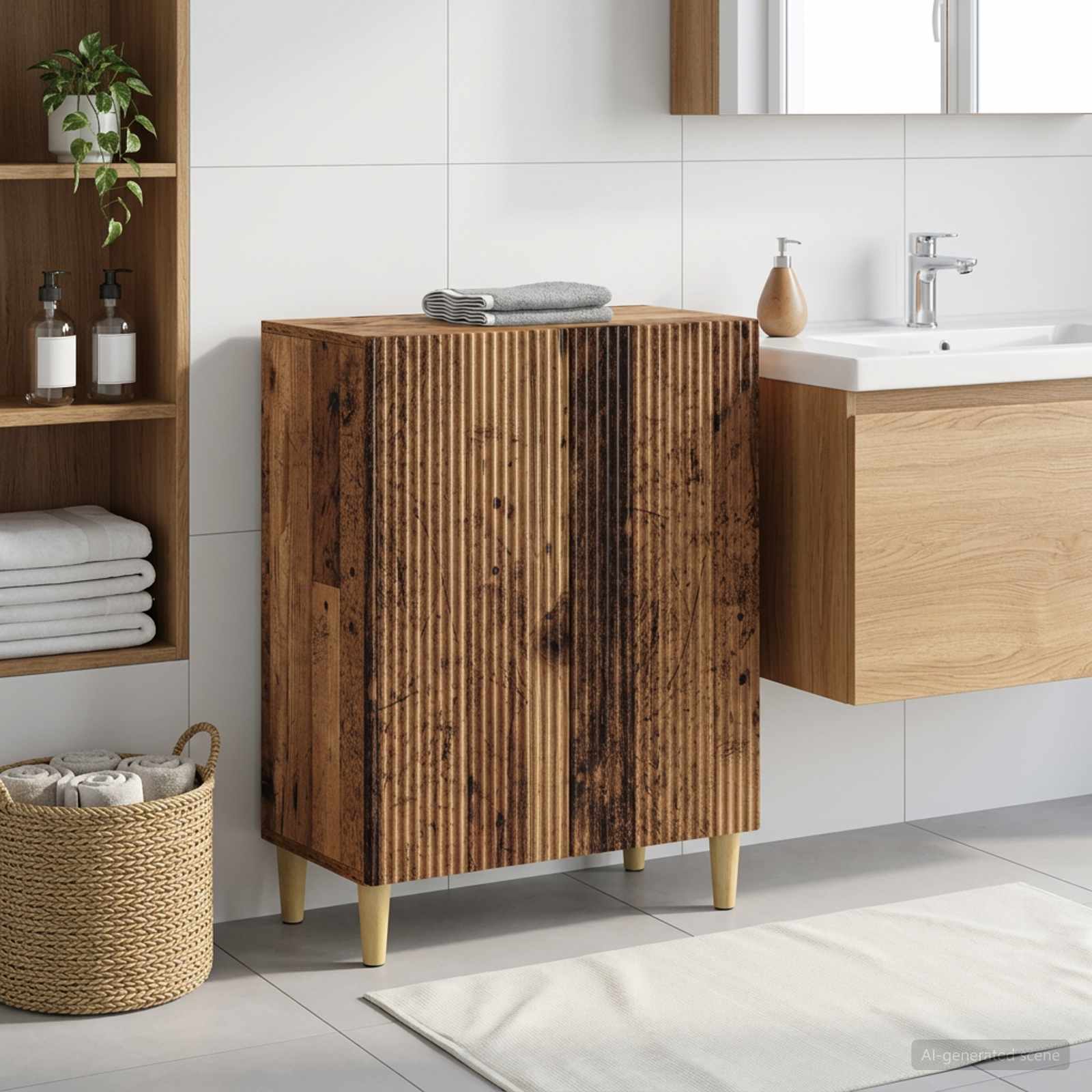 vidaXL Bathroom Storage Cainet ARNHEM Old Wood 59.5 x 31 x 80 cm 1