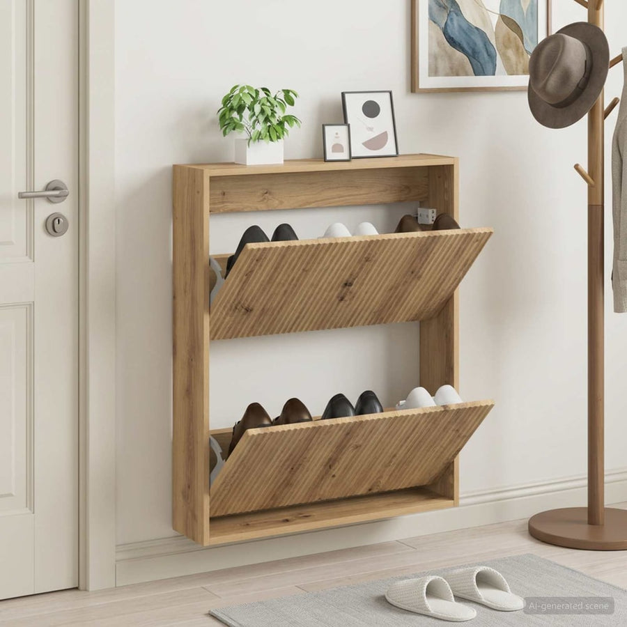 Wall-Mounted Shoe Cabinet ARNHEM 71 x 17 x 86 cm Artisan oak