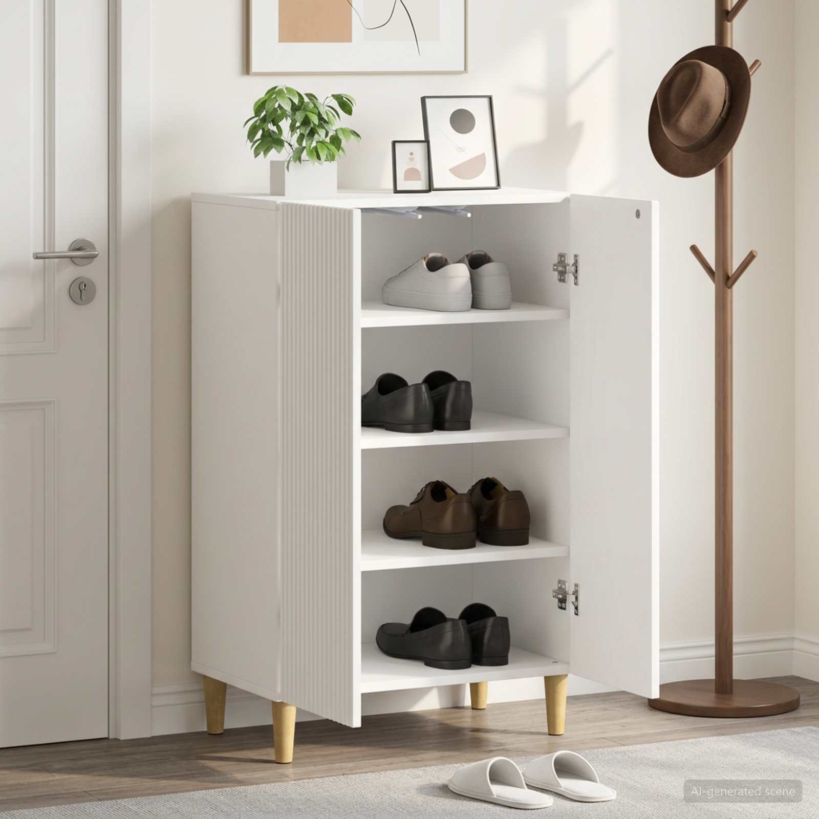 vidaXL Shoe Cabinet ARNHEM 59.5 x 39.5 x 90 cm Engineered Wood White 1