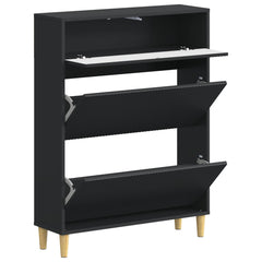 vidaXL Shoe Cabinet ARNHEM 78 x 24 x 103 cm Engineered Wood Black 3