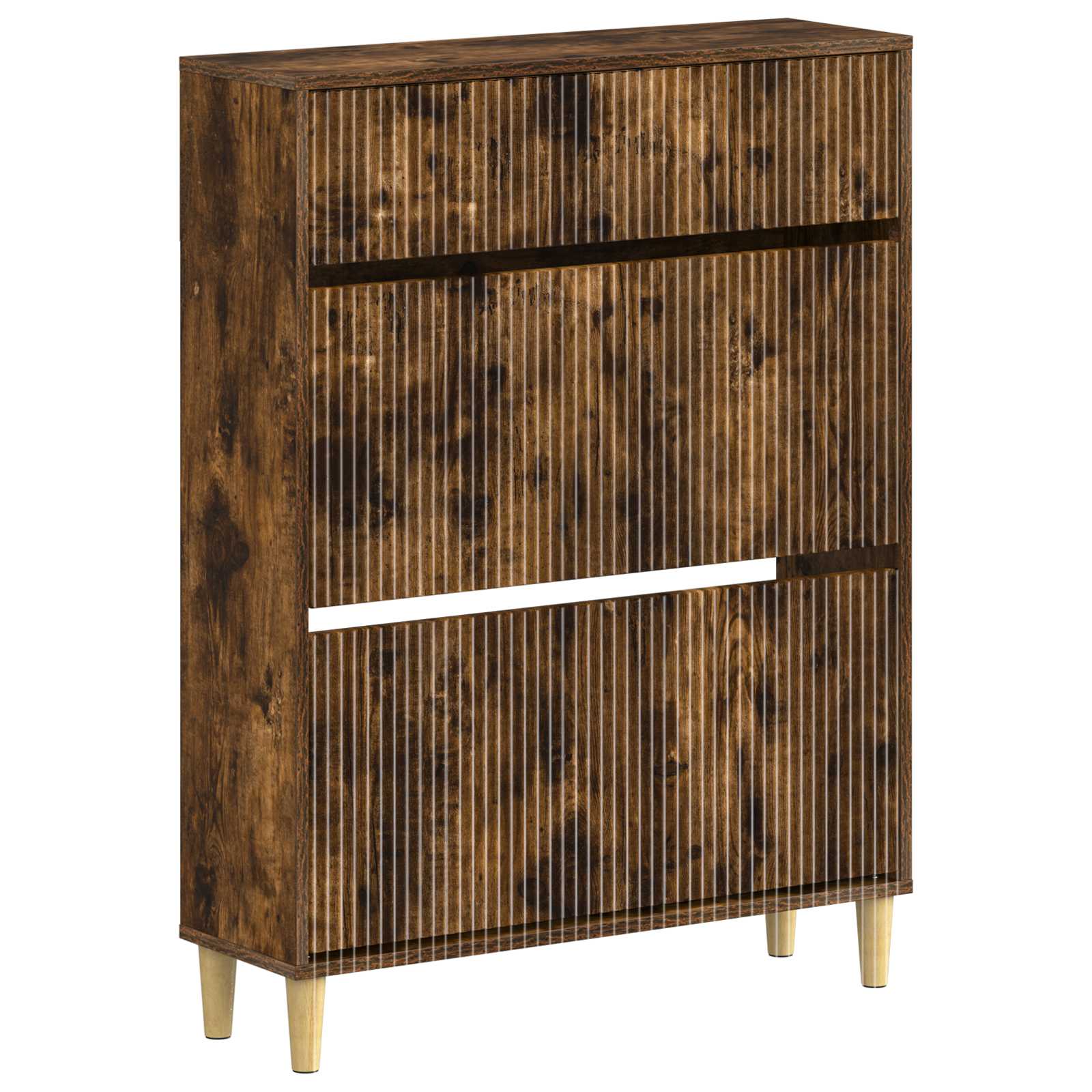vidaXL Shoe Cabinet ARNHEM 78 x 24 x 103 cm Engineered Wood Smoked Oak 2