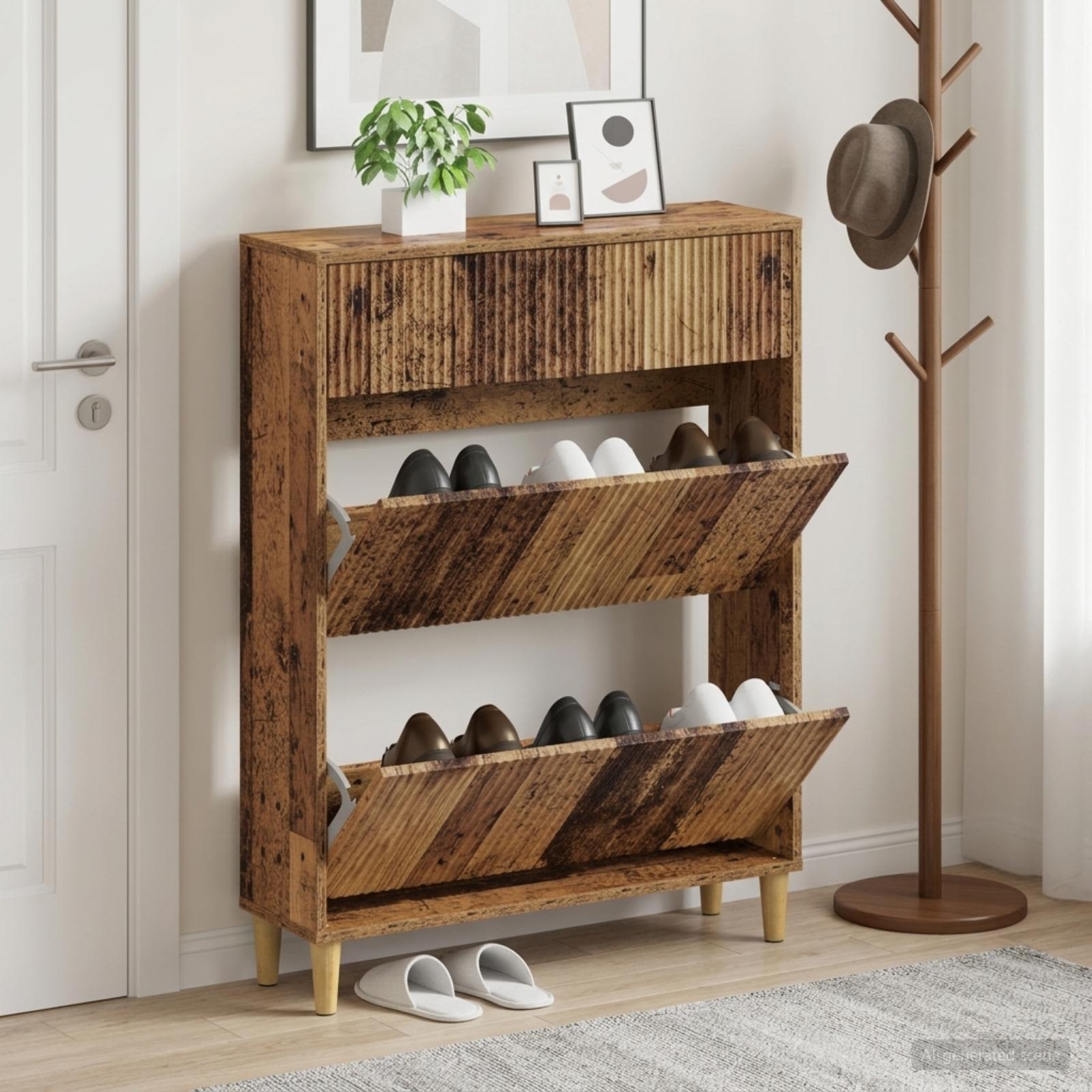vidaXL Shoe Cabinet ARNHEM 78 x 24 x 103 cm Engineered Wood Old Wood 1