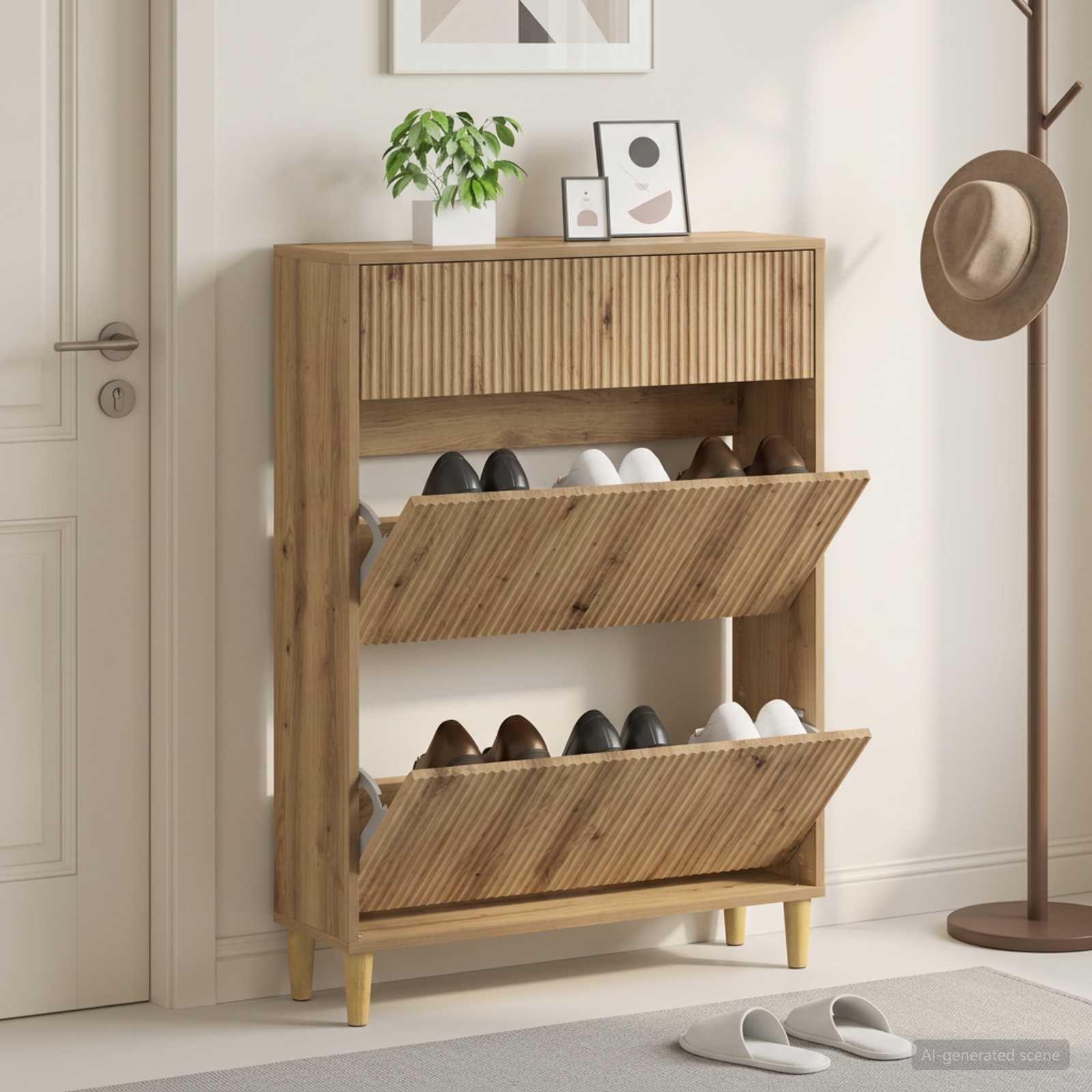 vidaXL Shoe Cabinet ARNHEM 78 x 24 x 103 cm Engineered Wood 1