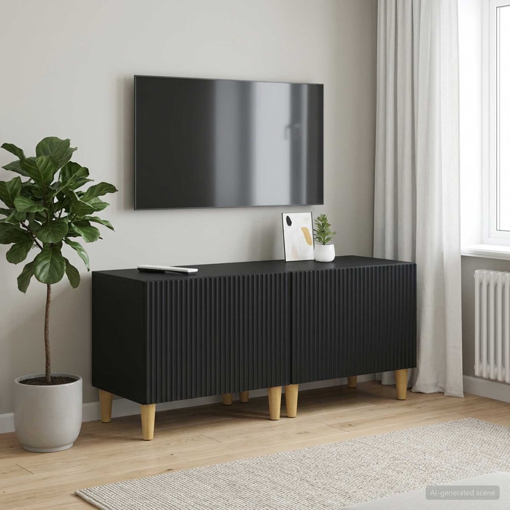 TV Cabinet Engineered Wood Black