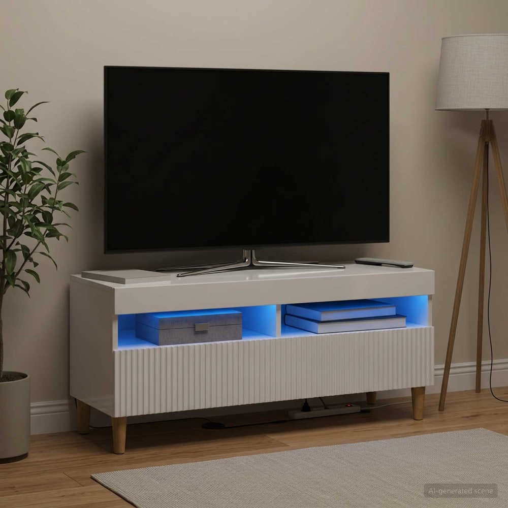 LED TV Cabinet ARNHEM 100 x 35 x 43 cm High gloss white