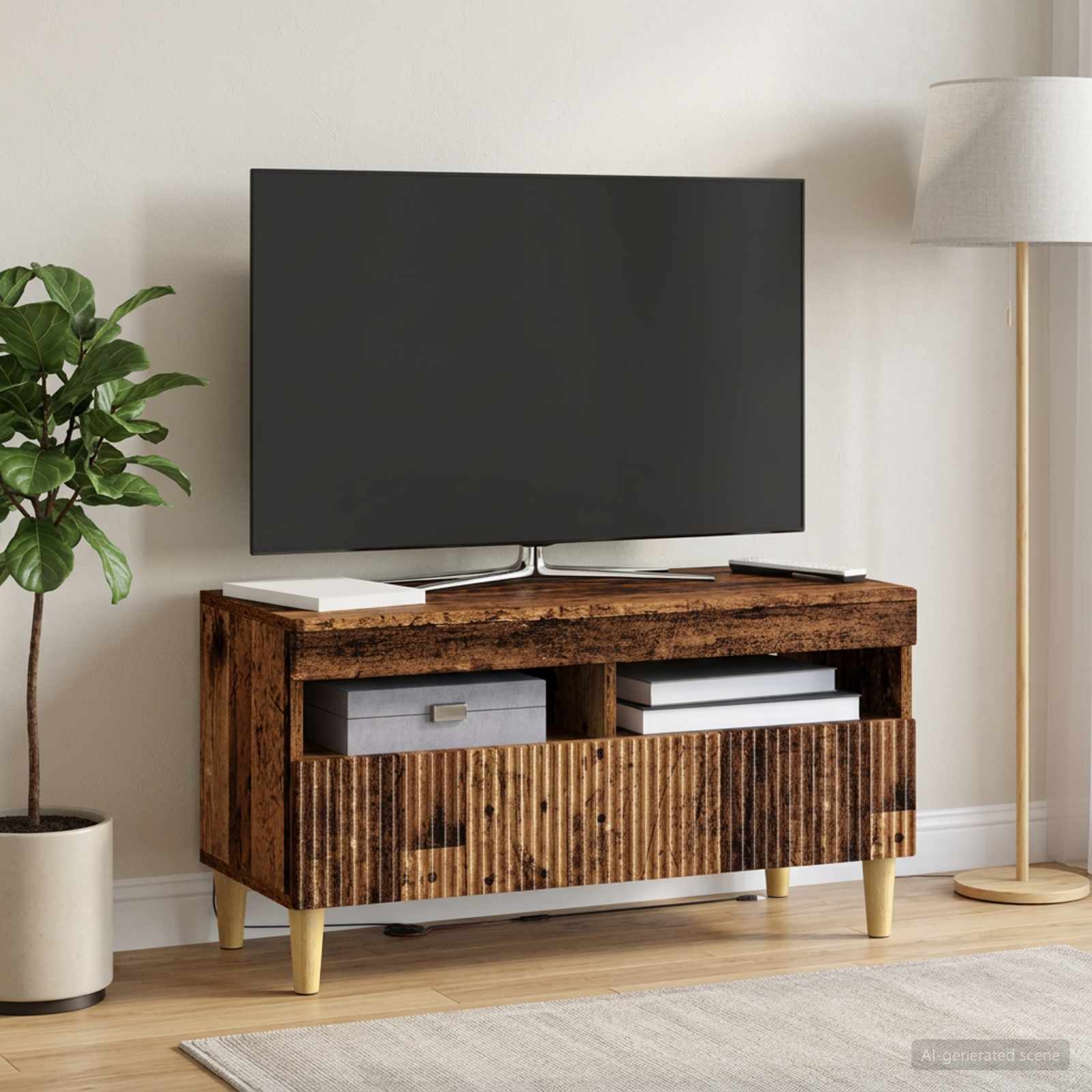 vidaXL LED TV Cabinet Old Wood Engineered Wood 4
