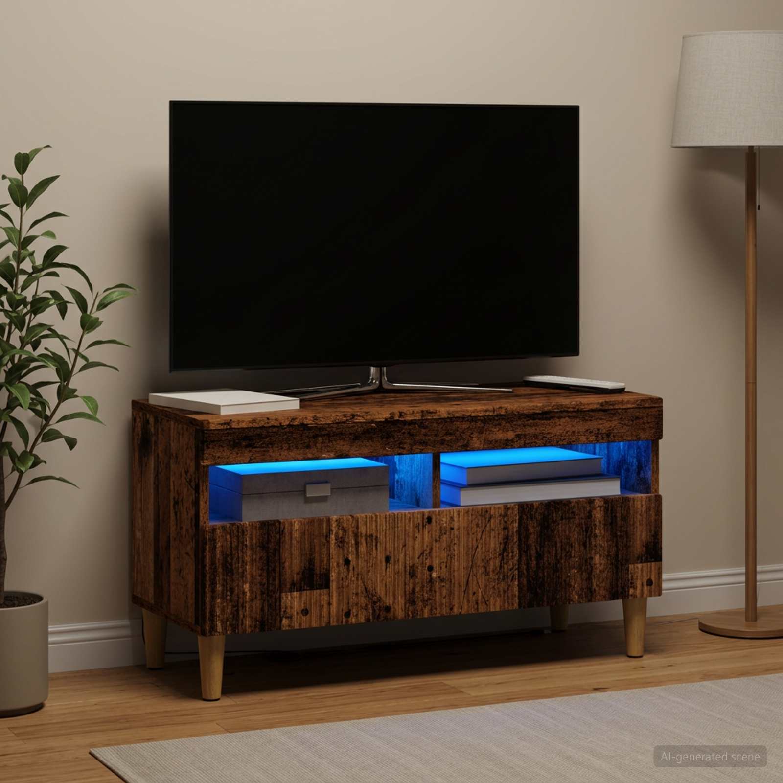 vidaXL LED TV Cabinet Old Wood Engineered Wood 1
