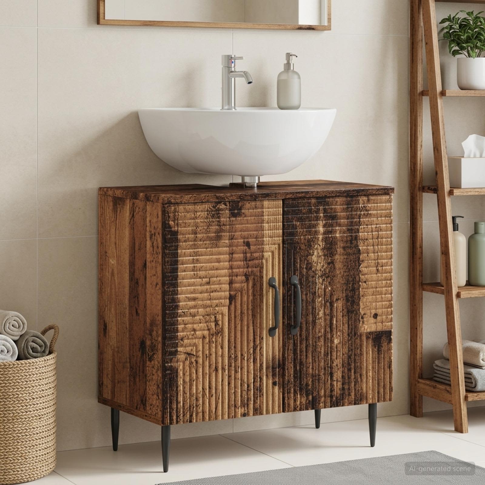 vidaXL Bathroom Sink Cabinet HAARLEM Old Wood 59.5 x 31.5x 59 cm 1