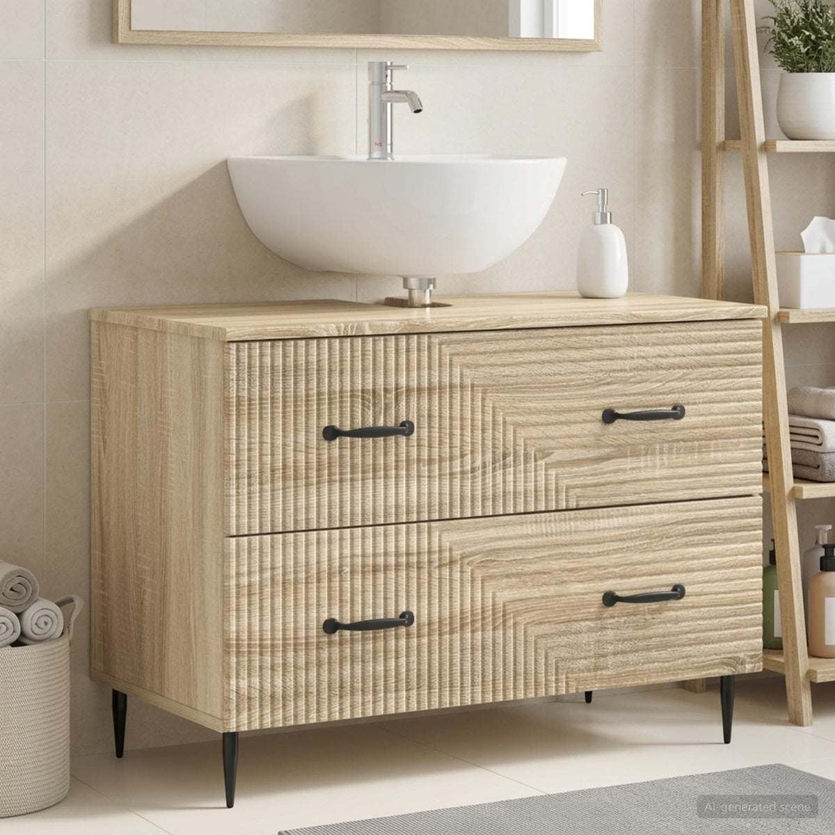 Bathroom Sink Cabinet HAARLEM 82 x 41x 58.5 cm Sonoma oak