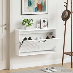 Wall-Mounted Shoe Cabinet HAARLEM 71 x 17 x 43 cm White