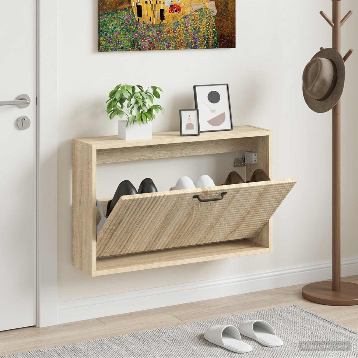 Wall-Mounted Shoe Cabinet HAARLEM 71 x 17 x 43 cm Sonoma oak