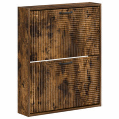 vidaXL Wall-Mounted Shoe Cabinet HAARLEM 71 x 17 x 86 cm Smoked Oak 2