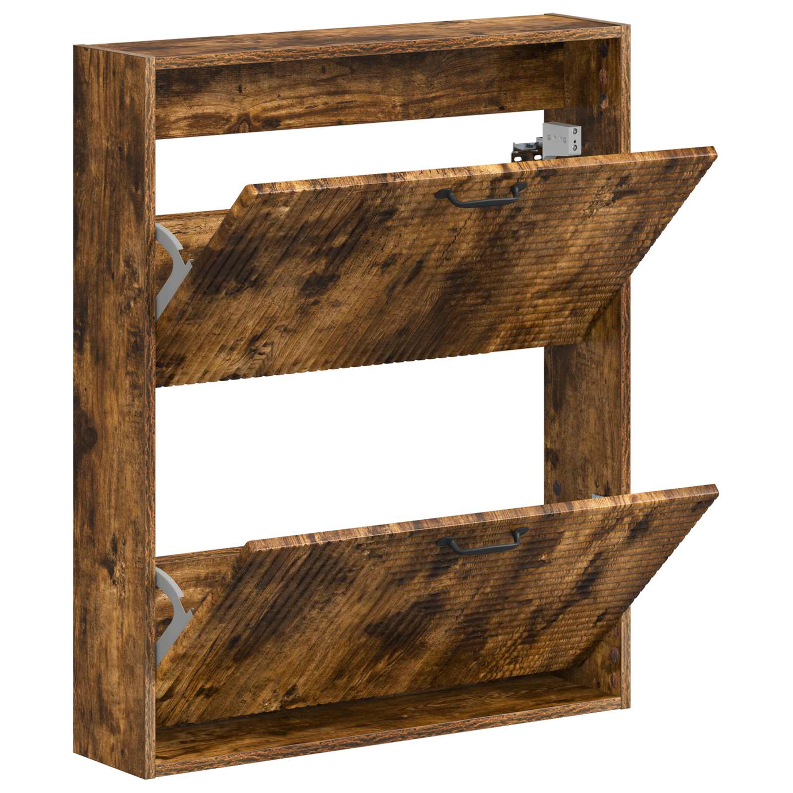 vidaXL Wall-Mounted Shoe Cabinet HAARLEM 71 x 17 x 86 cm Smoked Oak 3