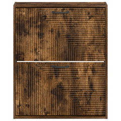 vidaXL Wall-Mounted Shoe Cabinet HAARLEM 71 x 17 x 86 cm Smoked Oak 4