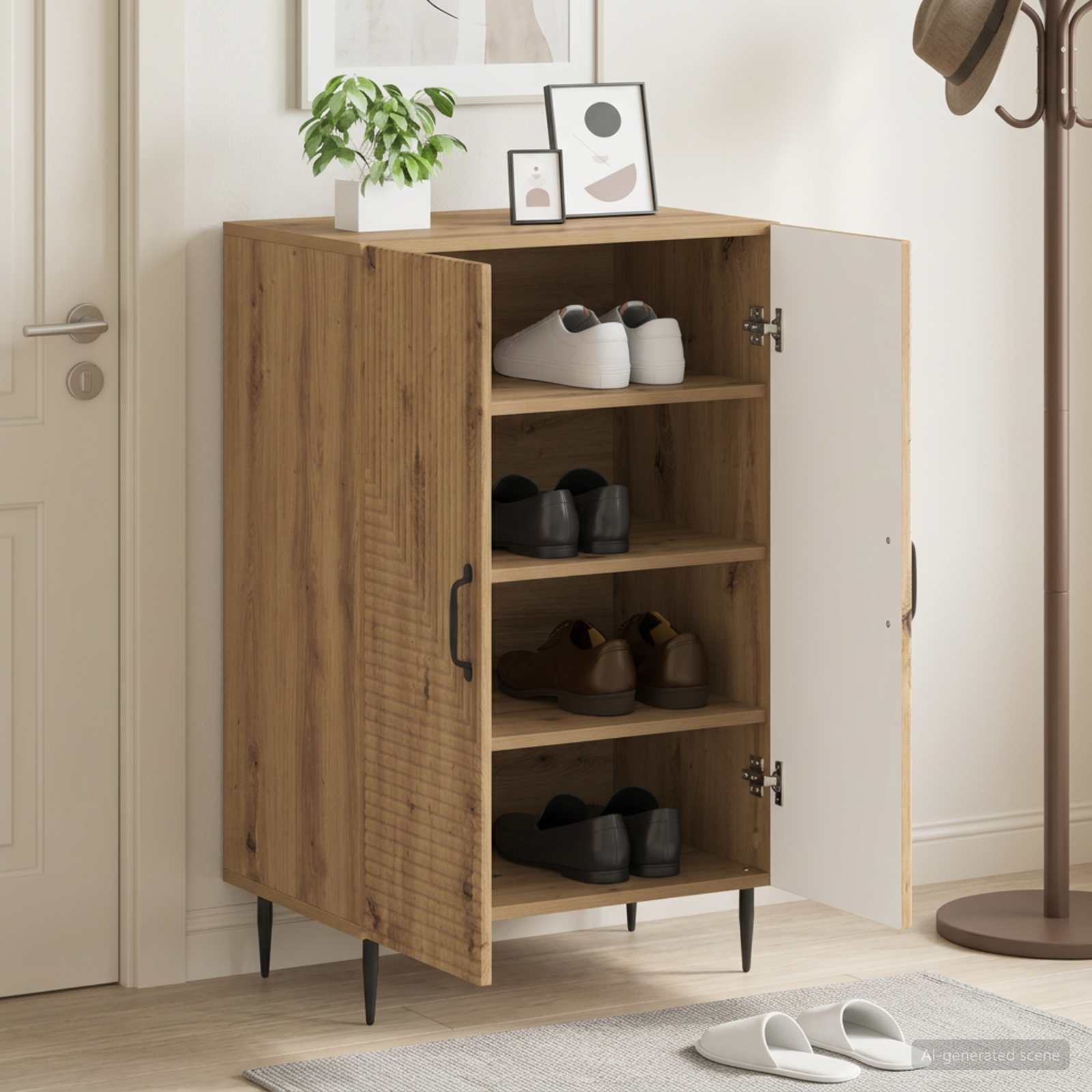 vidaXL Shoe Cabinet HAARLEM 59.5 x 39.5 x 89.5 cm Engineered Wood 1