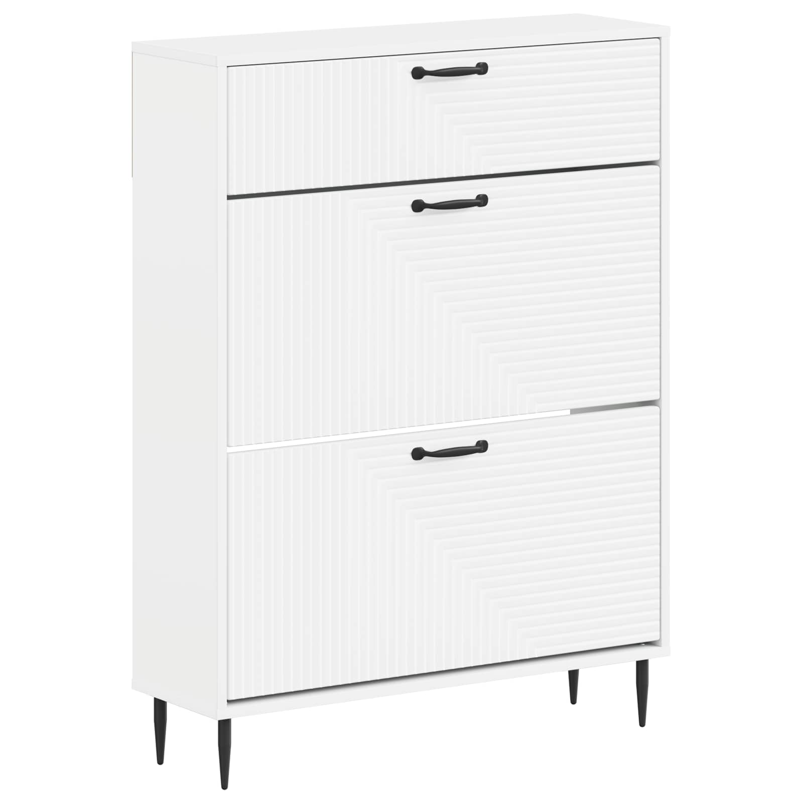 vidaXL Shoe Cabinet HAARLEM 78 x 24 x 103 cm Engineered Wood White 2