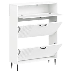 vidaXL Shoe Cabinet HAARLEM 78 x 24 x 103 cm Engineered Wood White 3