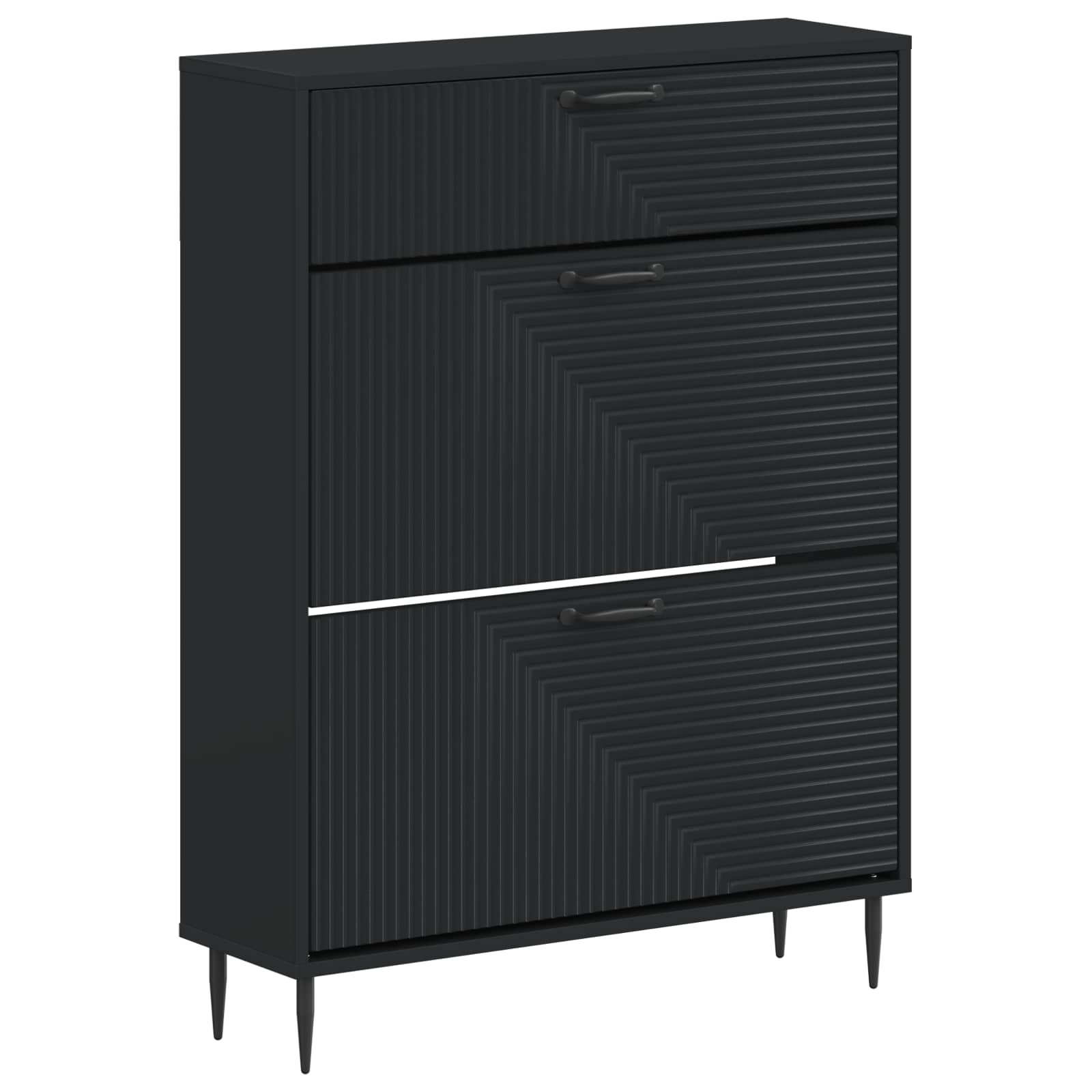 vidaXL Shoe Cabinet HAARLEM 78 x 24 x 103 cm Engineered Wood Black 2