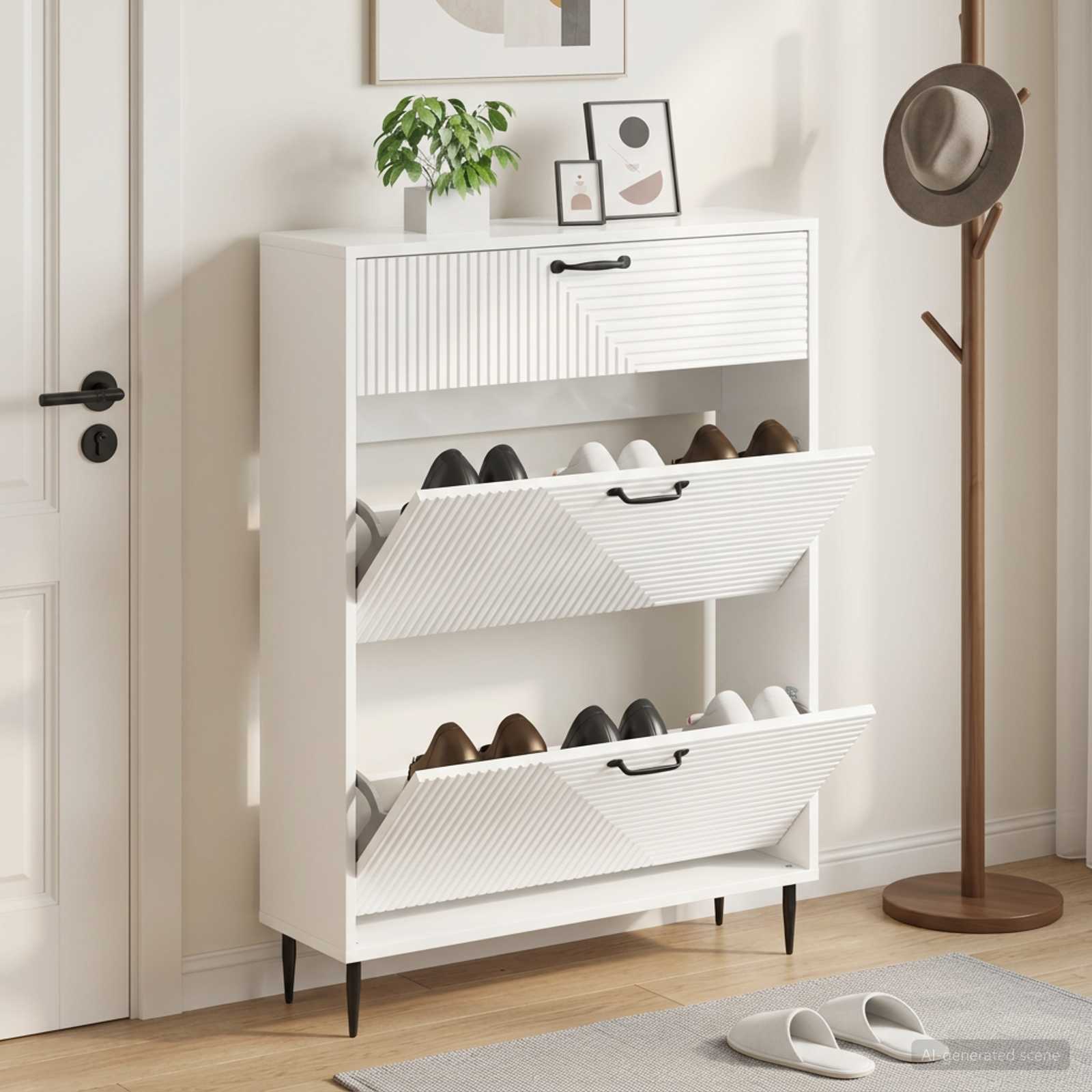 vidaXL Shoe Cabinet HAARLEM 78 x 24 x 103 cm Engineered Wood 1