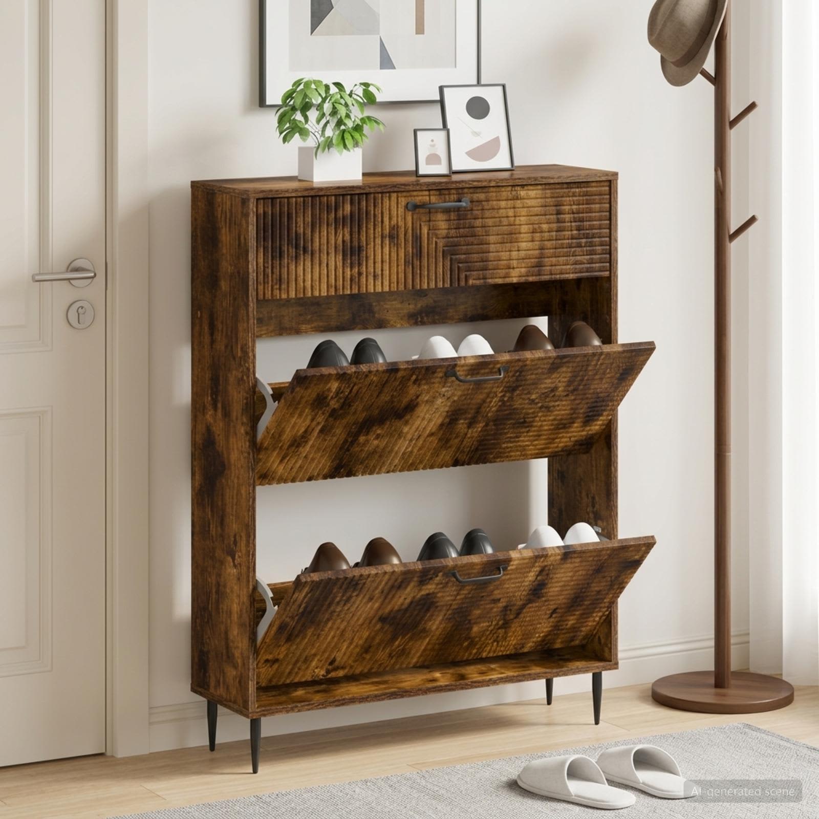 vidaXL Shoe Cabinet HAARLEM 78 x 24 x 103 cm Engineered Wood 1