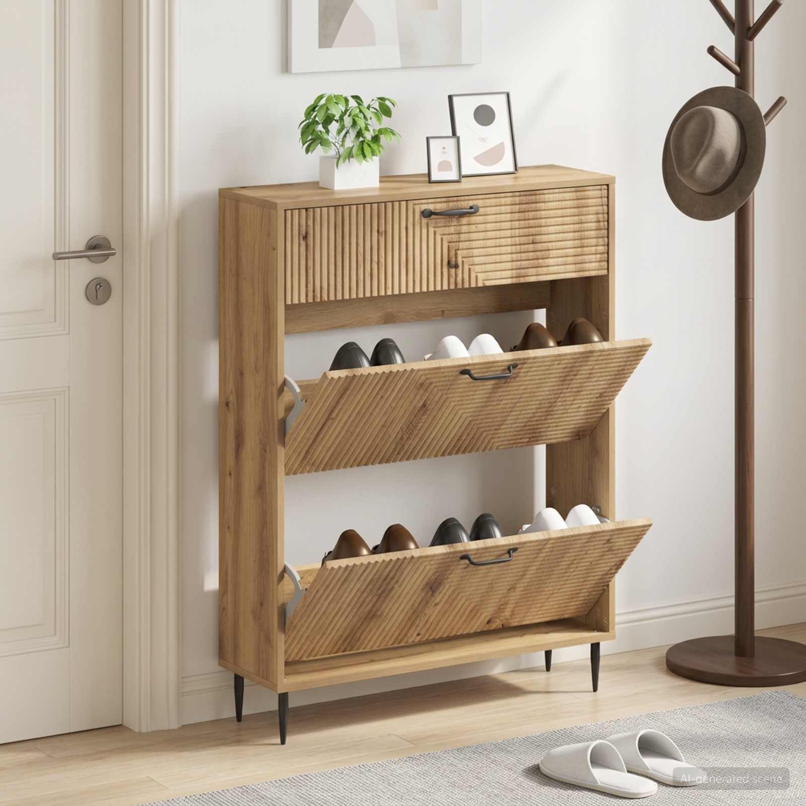 vidaXL Shoe Cabinet HAARLEM 78 x 24 x 103 cm Engineered Wood 1
