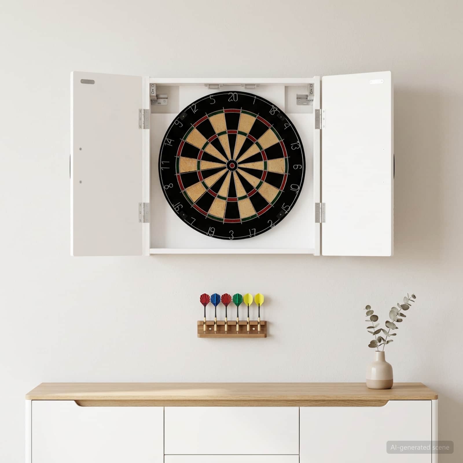 vidaXL Dartboard Cabinet HAARLEM White 52.5 x 10.5 x 53.5 cm 1