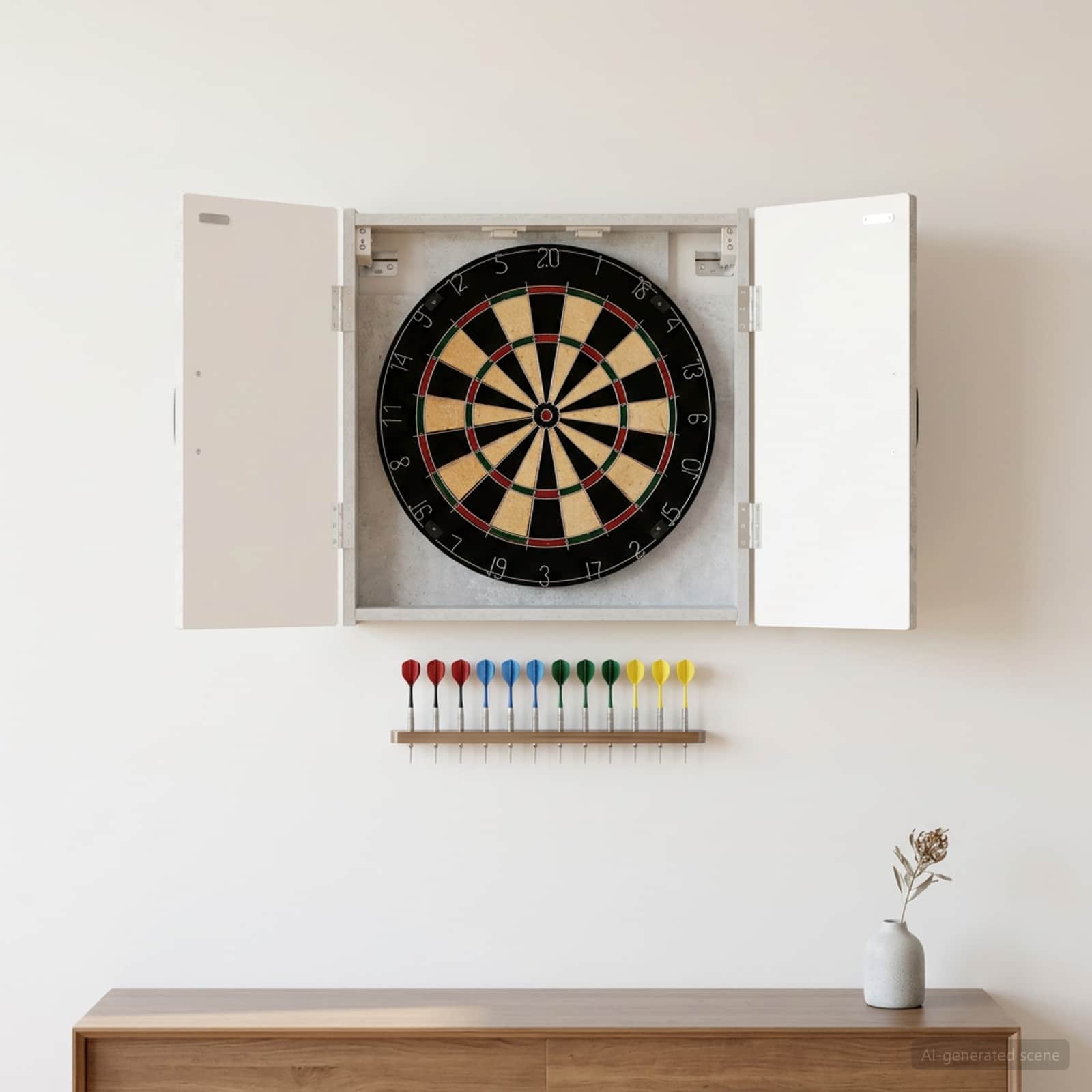 vidaXL Dartboard Cabinet UTRECHT Concrete Grey 52.5 x 10.5 x 53.5 cm 1