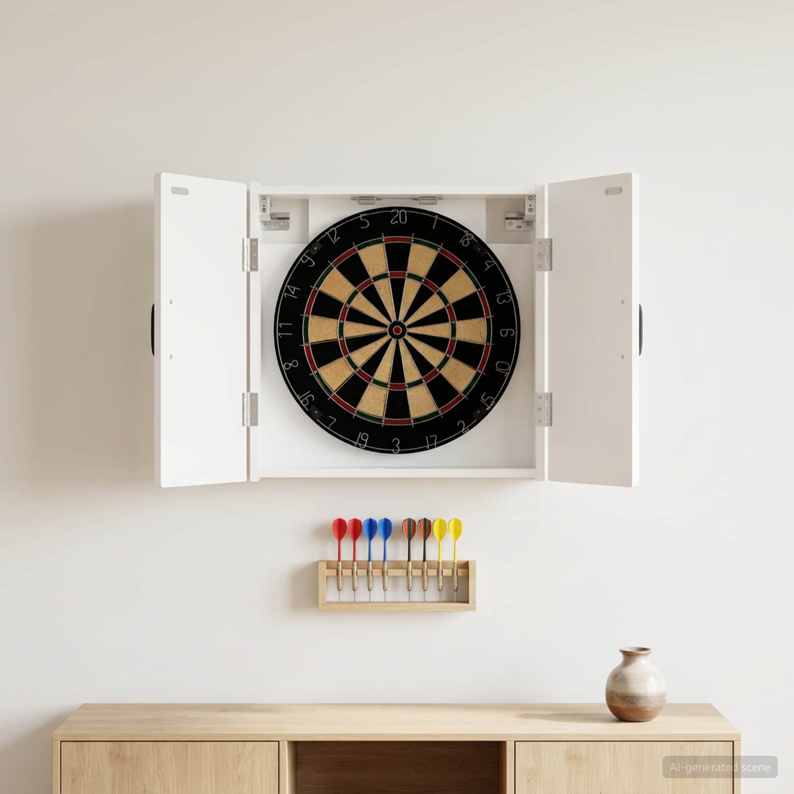 vidaXL Dartboard Cabinet UTRECHT High Gloss White Engineered Wood 1