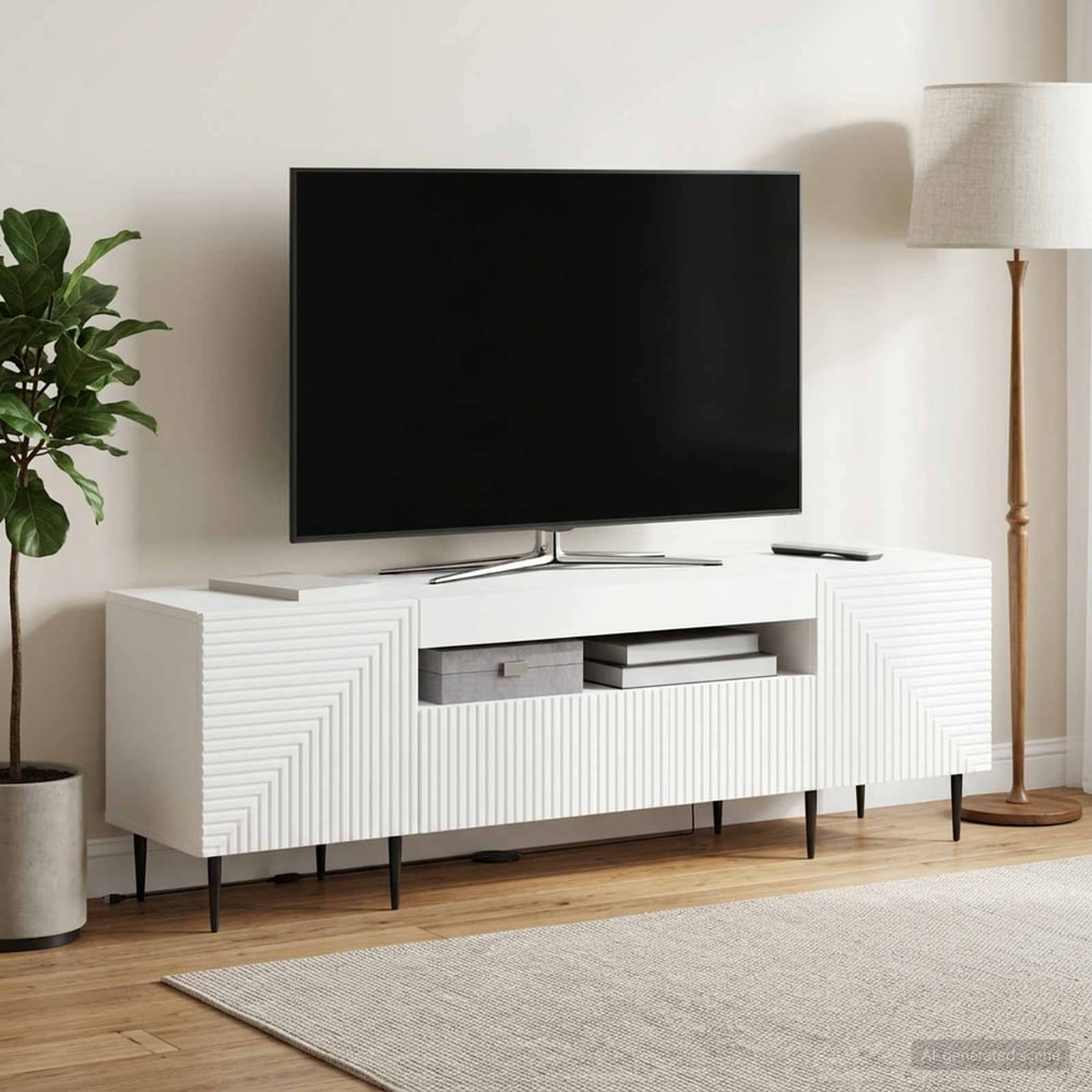 LED TV Cabinet HAARLEM 153 x 35 x 43 cm White