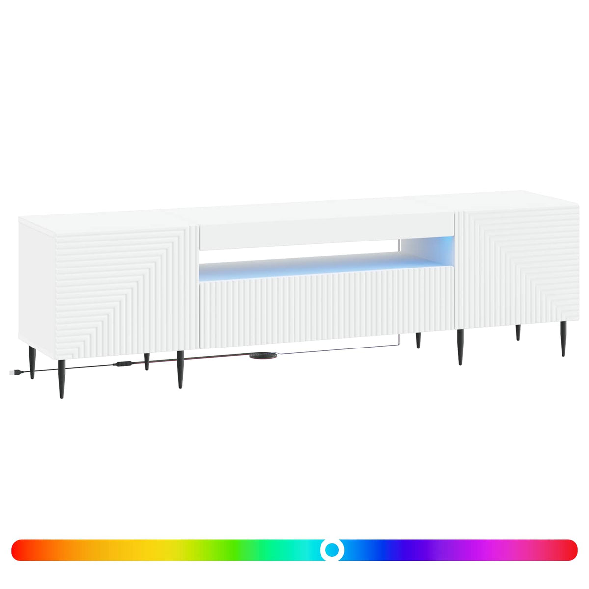 LED TV Cabinet HAARLEM 153 x 35 x 43 cm White