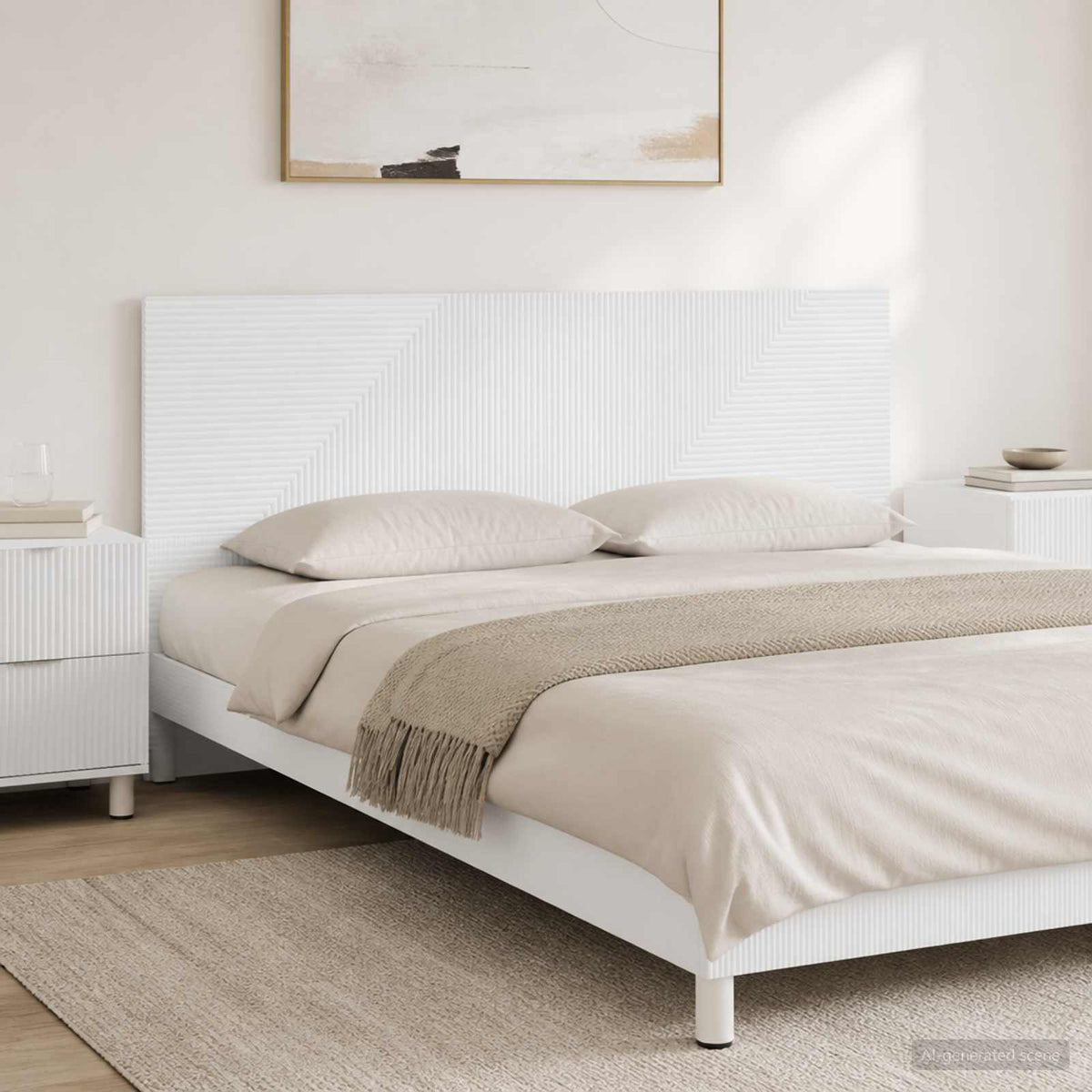 Wall-Mounted Headboard HAARLEM Engineered Wood Width 200 cm White